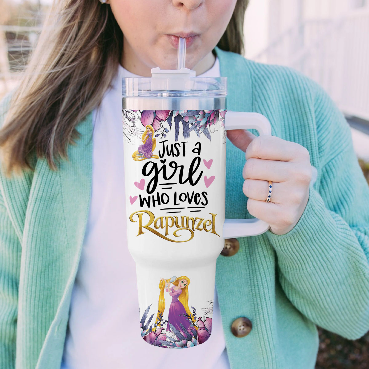Rapunzel Disney Princess Cartoon Custom Stanley Cup 40 oz 30 oz Tumbler With Handle