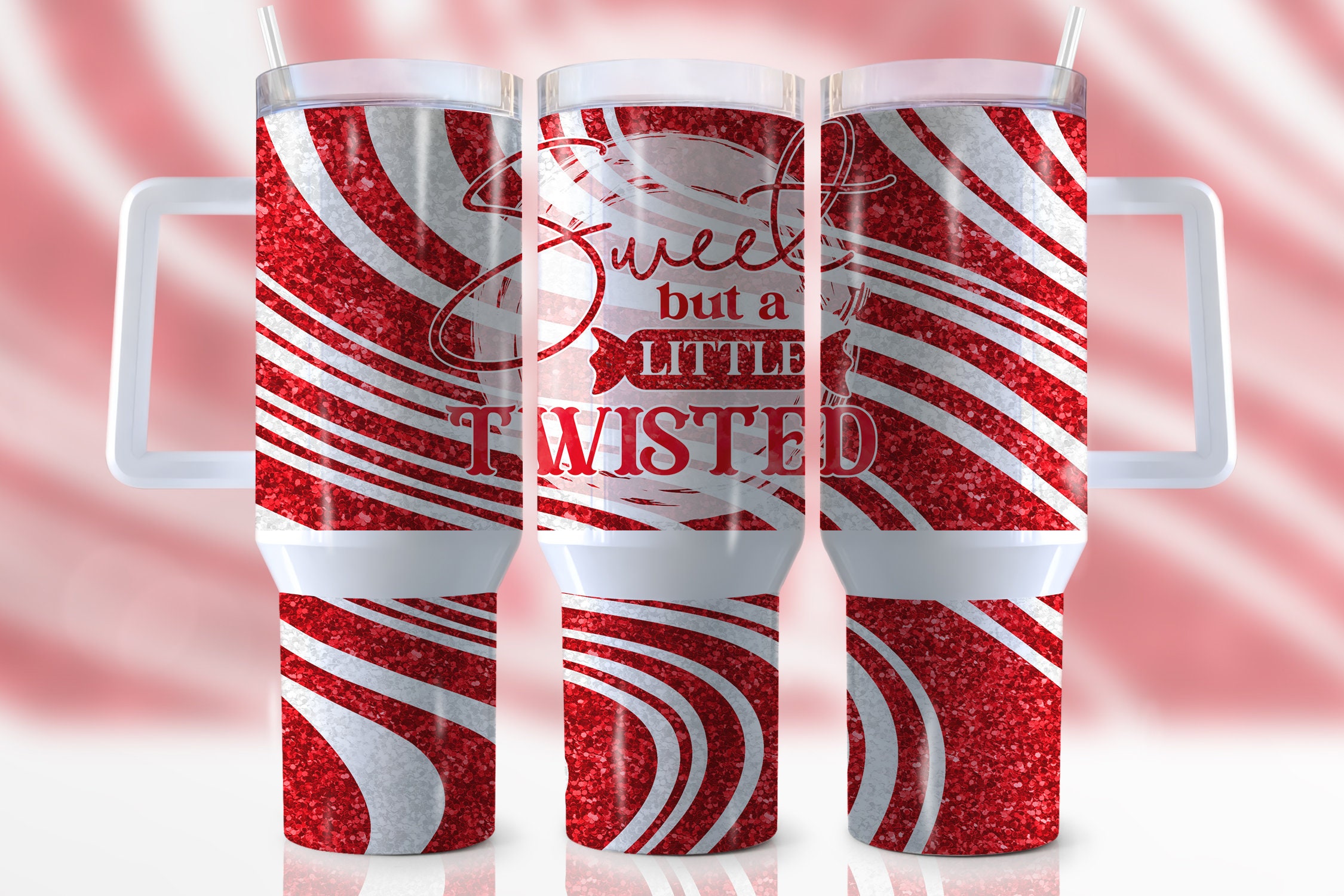 Red Glitter Custom Stanley Cup 40 oz 30 oz Tumbler With Handle