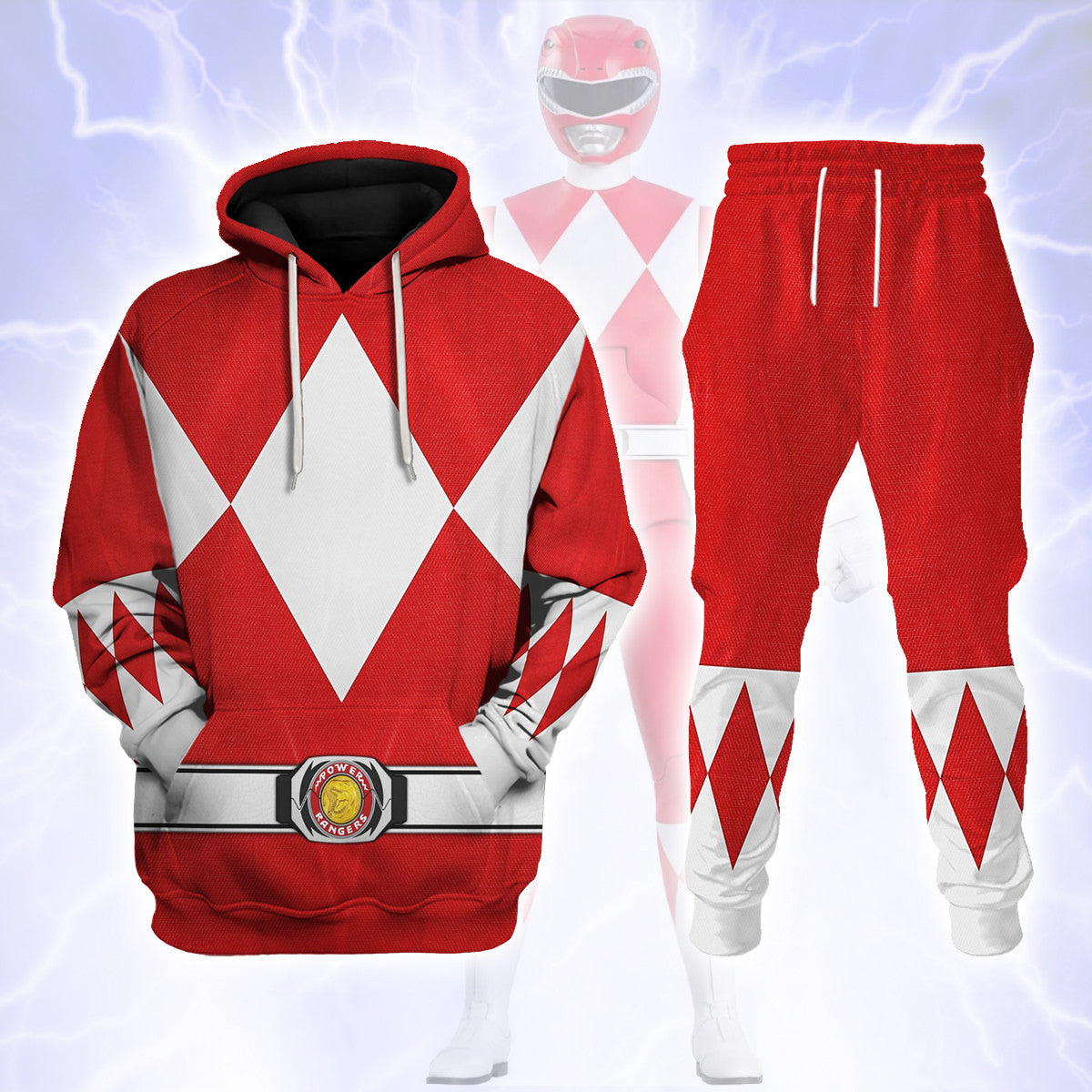Red Ranger Mighty Morphin Hoodies Sweatshirt T-shirt Hawaiian Tracksuit - Stormmerch Exclusive