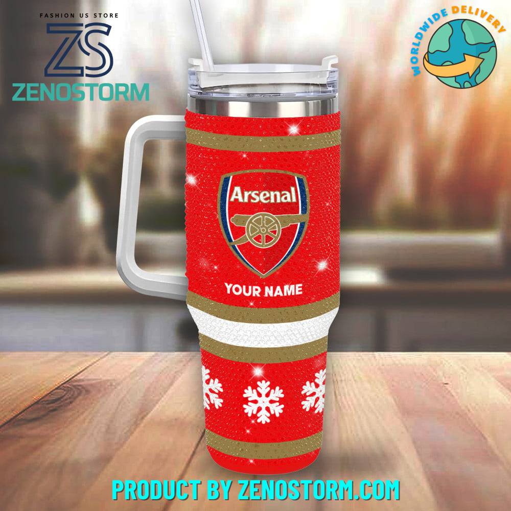 Rhinestone Bling Arsenal EPL Custom Stanley Cup 40 oz 30 oz Tumbler With Handle