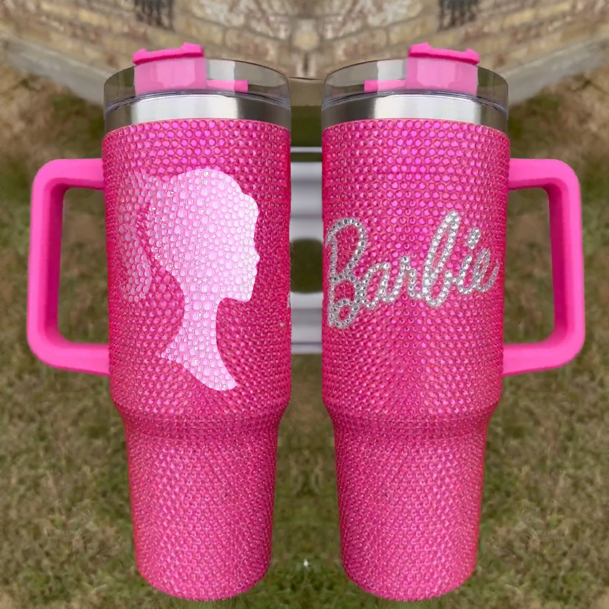 Rhinestone Bling Barbie Doll Cartoon Custom Stanley Cup 40 oz 30 oz Tumbler With Handle