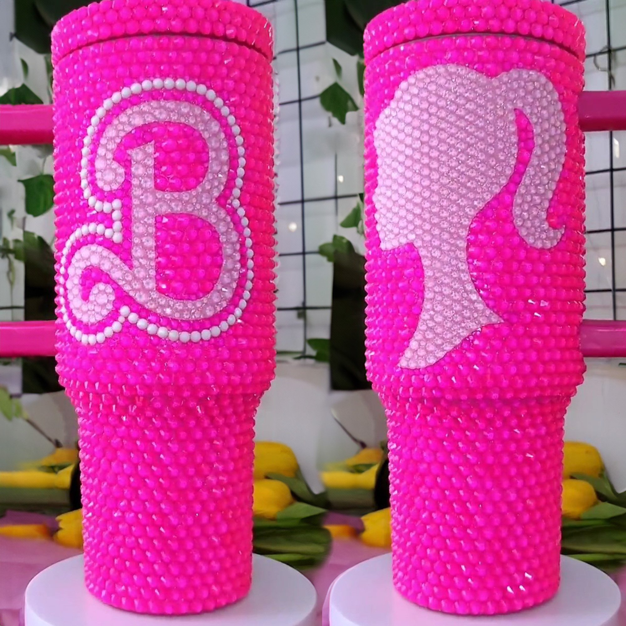 Rhinestone Bling Barbie Doll Cartoon Custom Stanley Cup 40 oz 30 oz Tumbler With Handle