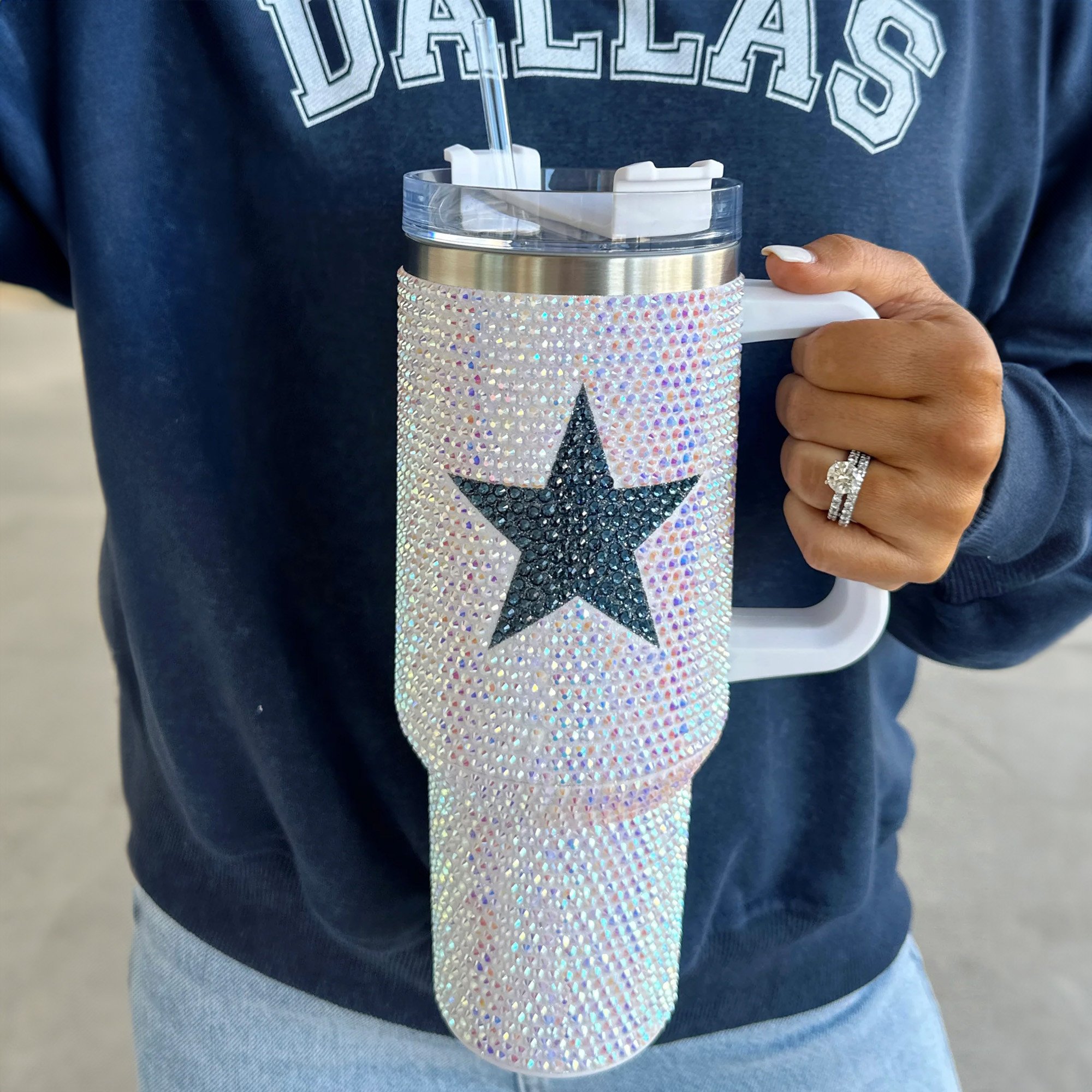 Rhinestone Bling Dallas Cowboys NFL Custom Stanley Cup 40 oz 30 oz Tumbler With Handle