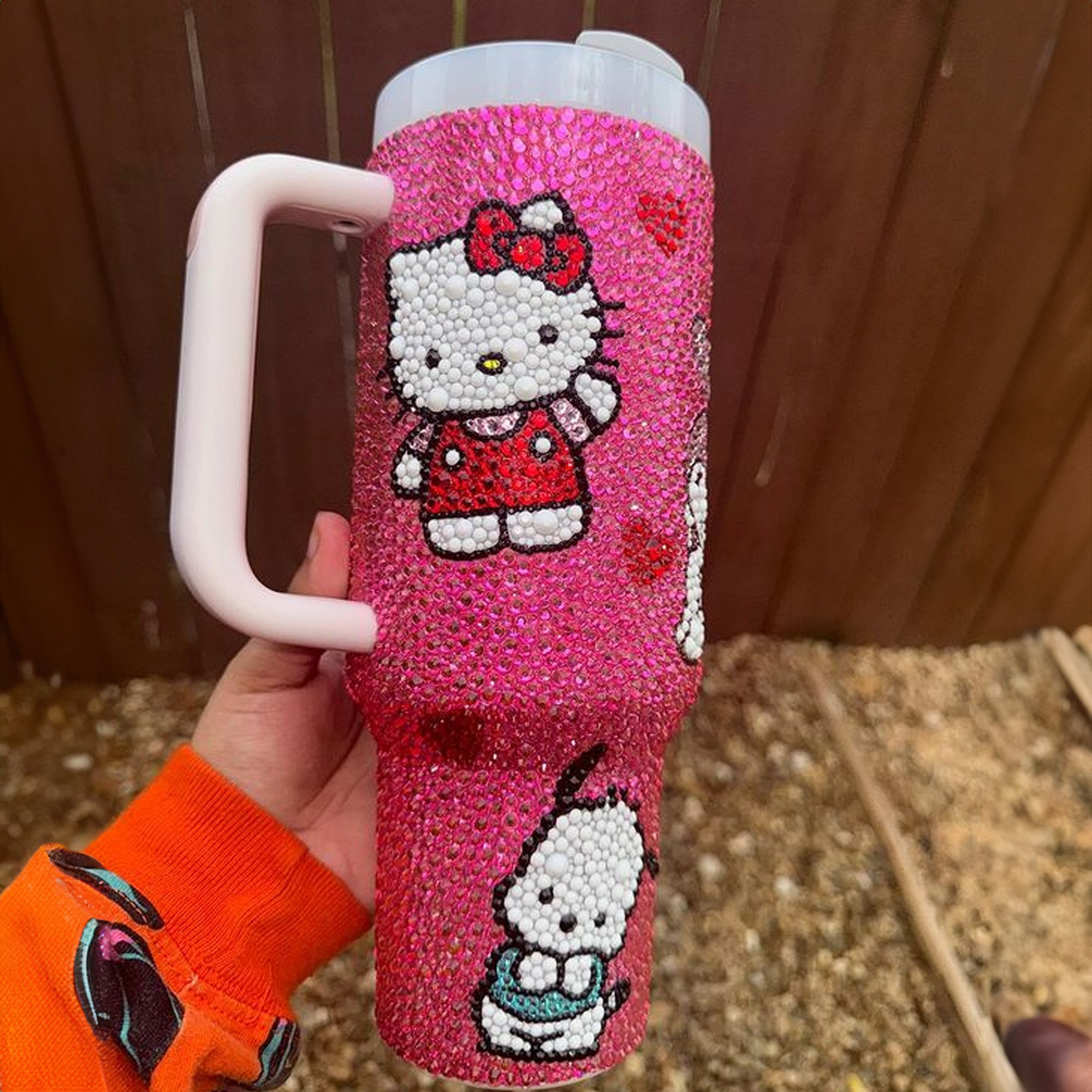 Rhinestone Bling Hello Kitty Cartoon Custom Stanley Cup 40 oz 30 oz Tumbler With Handle