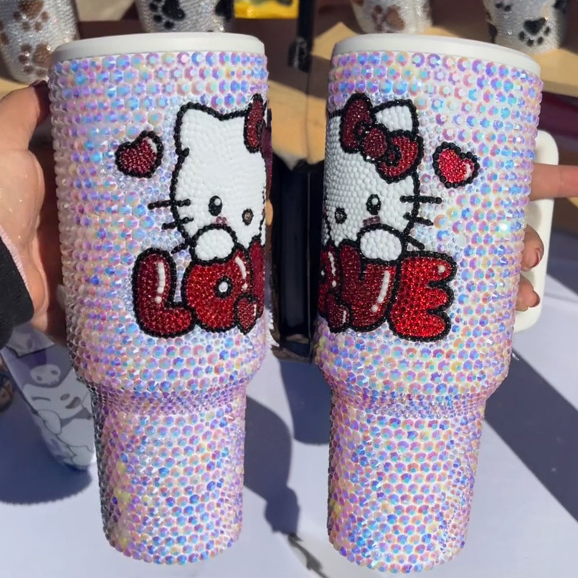 Rhinestone Bling Hello Kitty Cartoon Custom Stanley Cup 40 oz 30 oz Tumbler With Handle