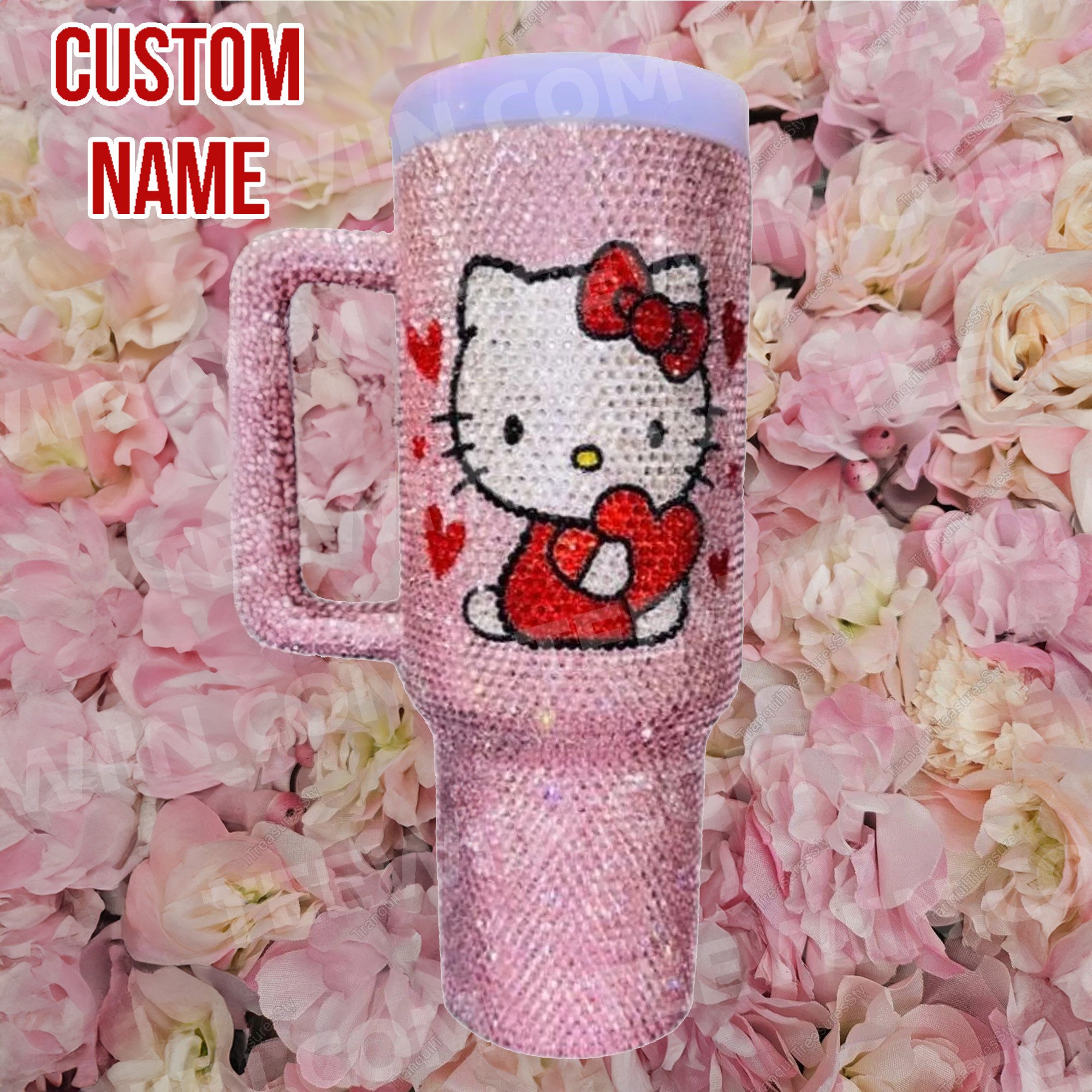 Rhinestone Bling Hello Kitty Cartoon Custom Stanley Cup 40 oz 30 oz Tumbler With Handle