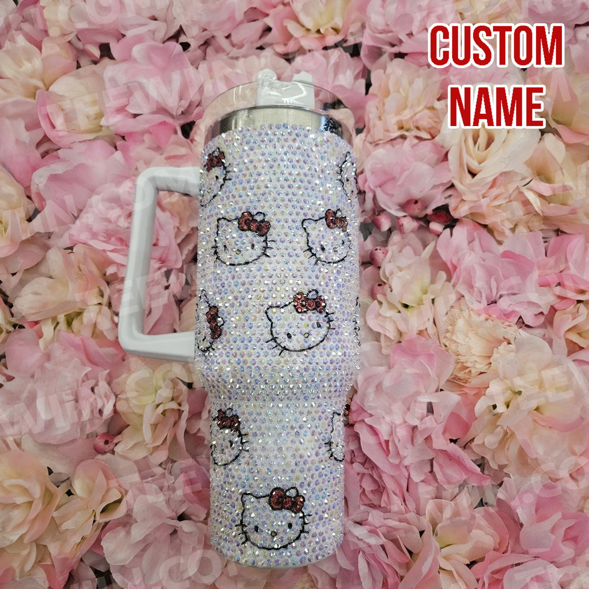 Rhinestone Bling Hello Kitty Cartoon Custom Stanley Cup 40 oz 30 oz Tumbler With Handle