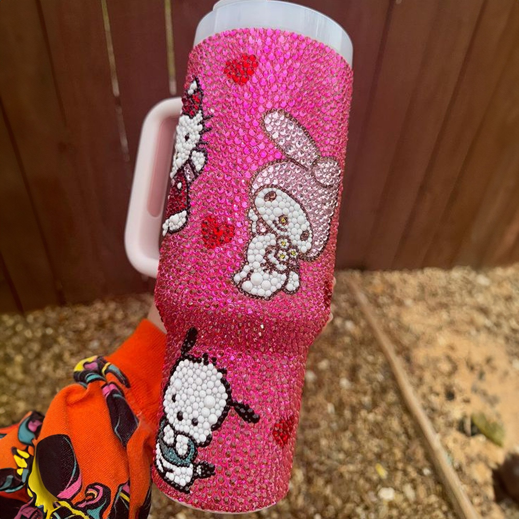 Rhinestone Bling Hello Kitty Cartoon Custom Stanley Cup 40 oz 30 oz Tumbler With Handle