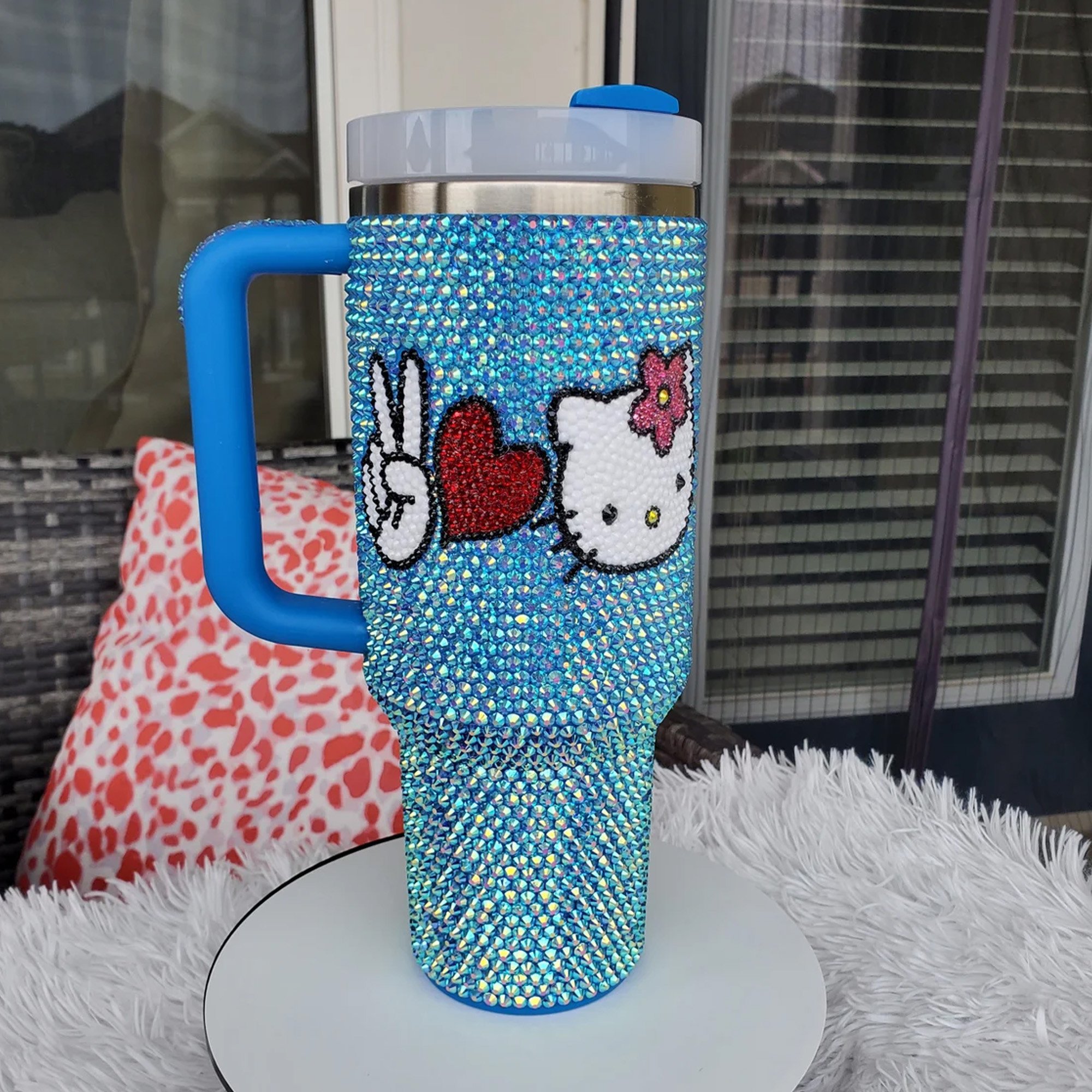 Rhinestone Bling Hello Kitty Cartoon Custom Stanley Cup 40 oz 30 oz Tumbler With Handle