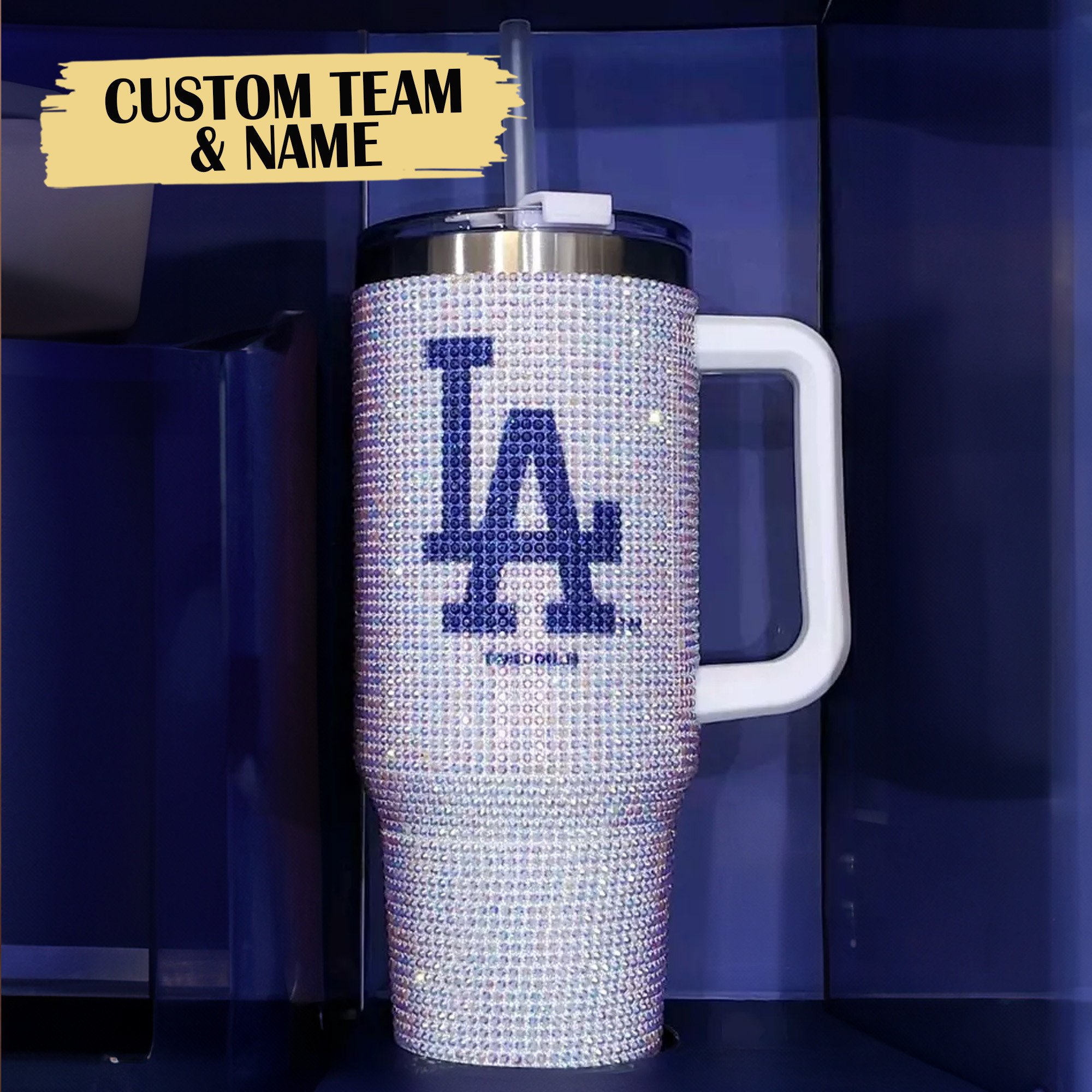 Rhinestone Bling Los Angeles Dodgers MLB Custom Stanley Cup 40 oz 30 oz Tumbler With Handle