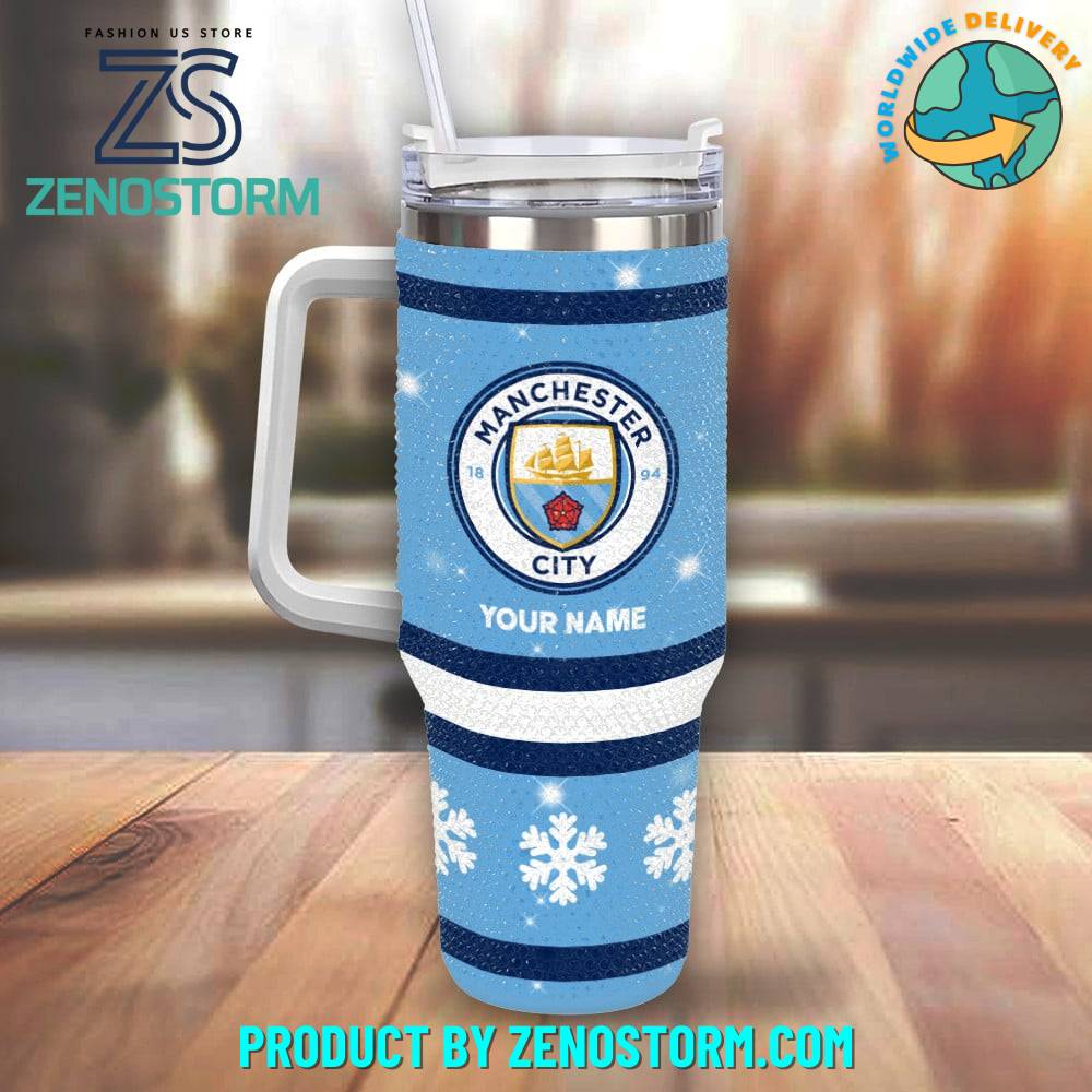 Rhinestone Bling Manchester City EPL Custom Stanley Cup 40 oz 30 oz Tumbler With Handle