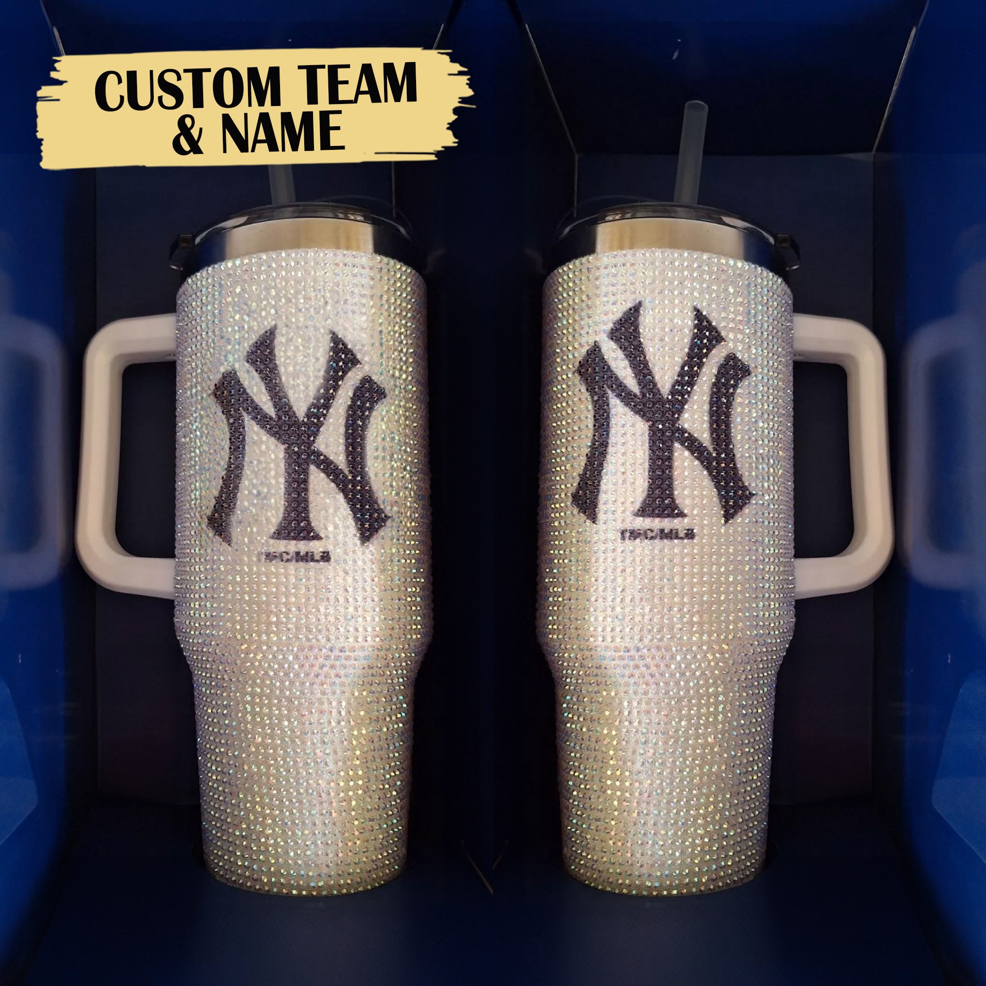 Rhinestone Bling New York Yankees MLB Custom Stanley Cup 40 oz 30 oz Tumbler With Handle