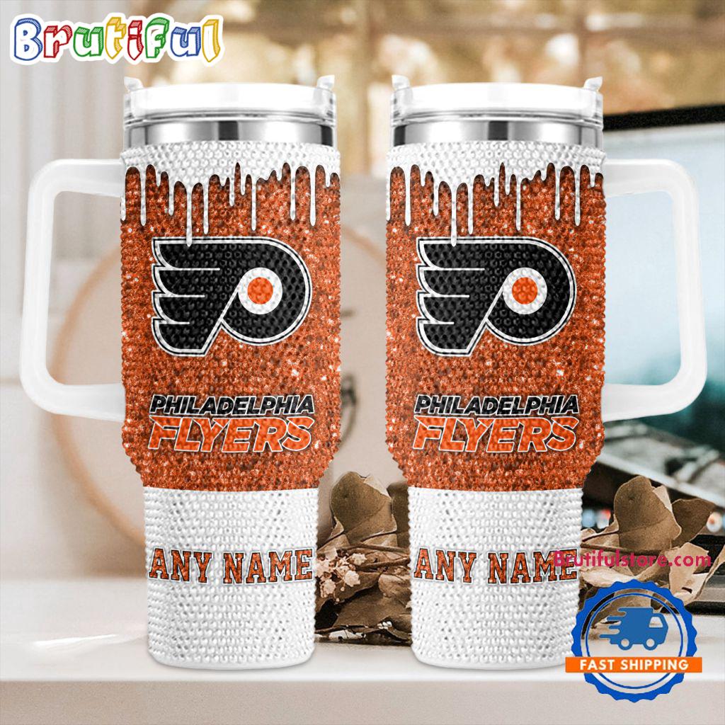 Rhinestone Bling Philadelphia Flyers NHL Sports Custom Stanley Cup 40 oz 30 oz Tumbler With Handle