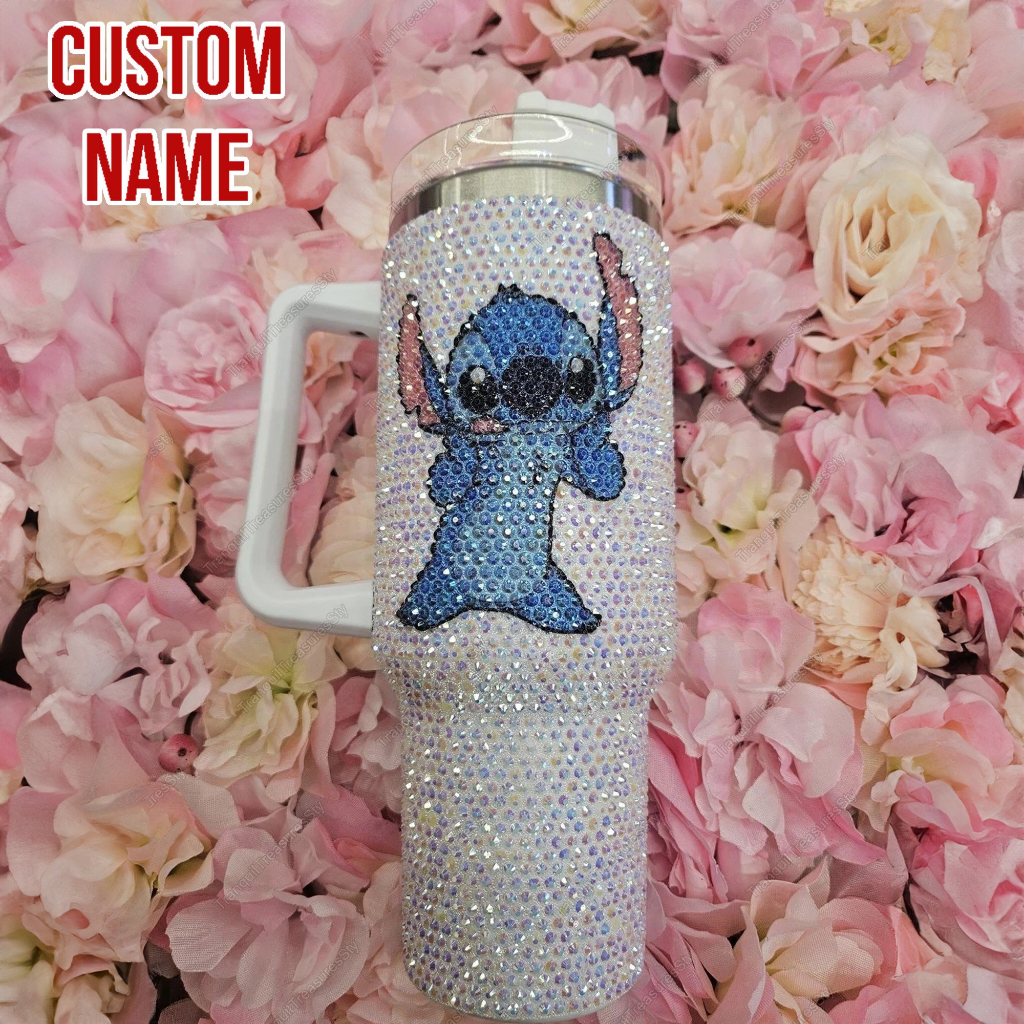 Rhinestone Bling Stitch Cartoon Custom Stanley Cup 40 oz 30 oz Tumbler With Handle