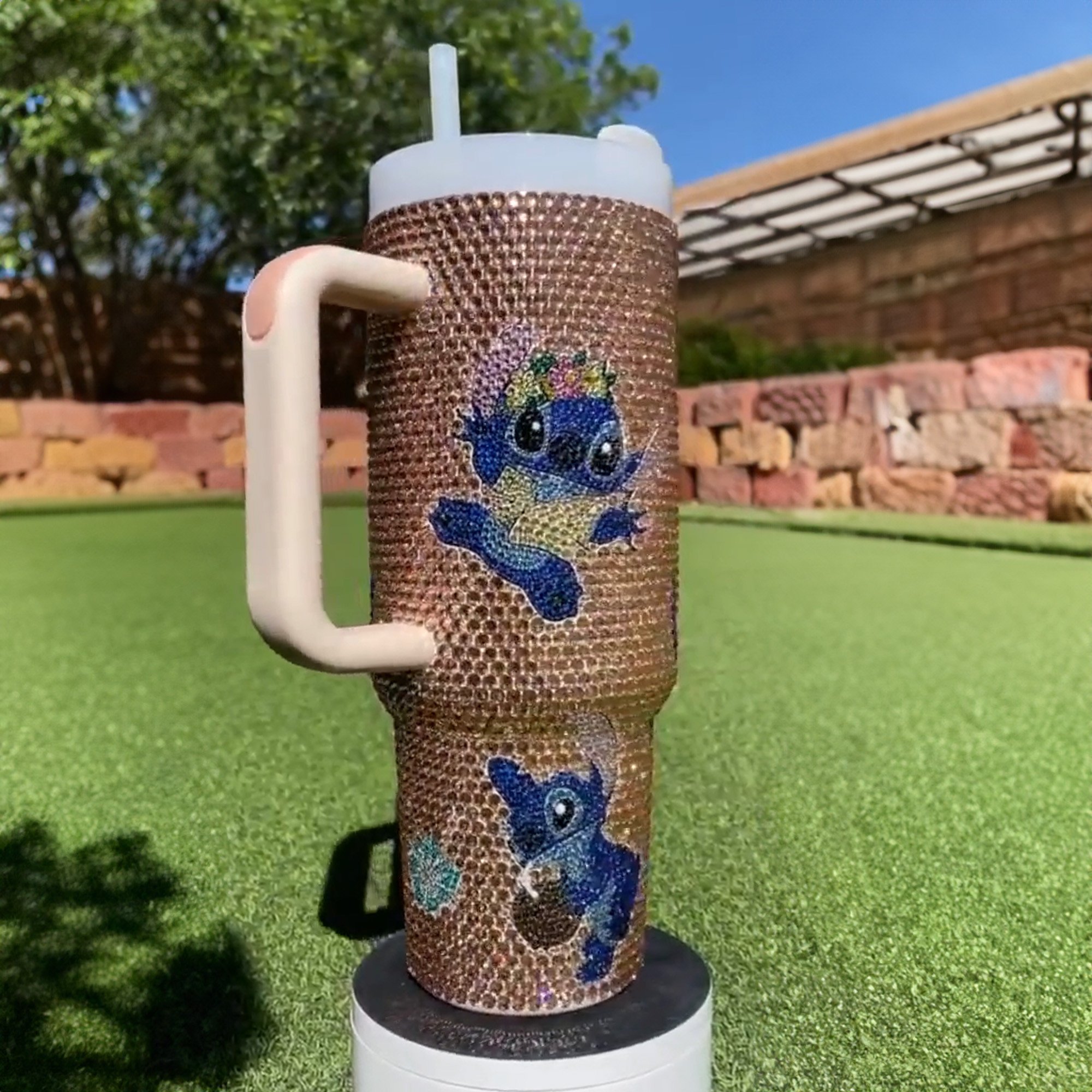 Rhinestone Bling Stitch Cartoon Custom Stanley Cup 40 oz 30 oz Tumbler With Handle
