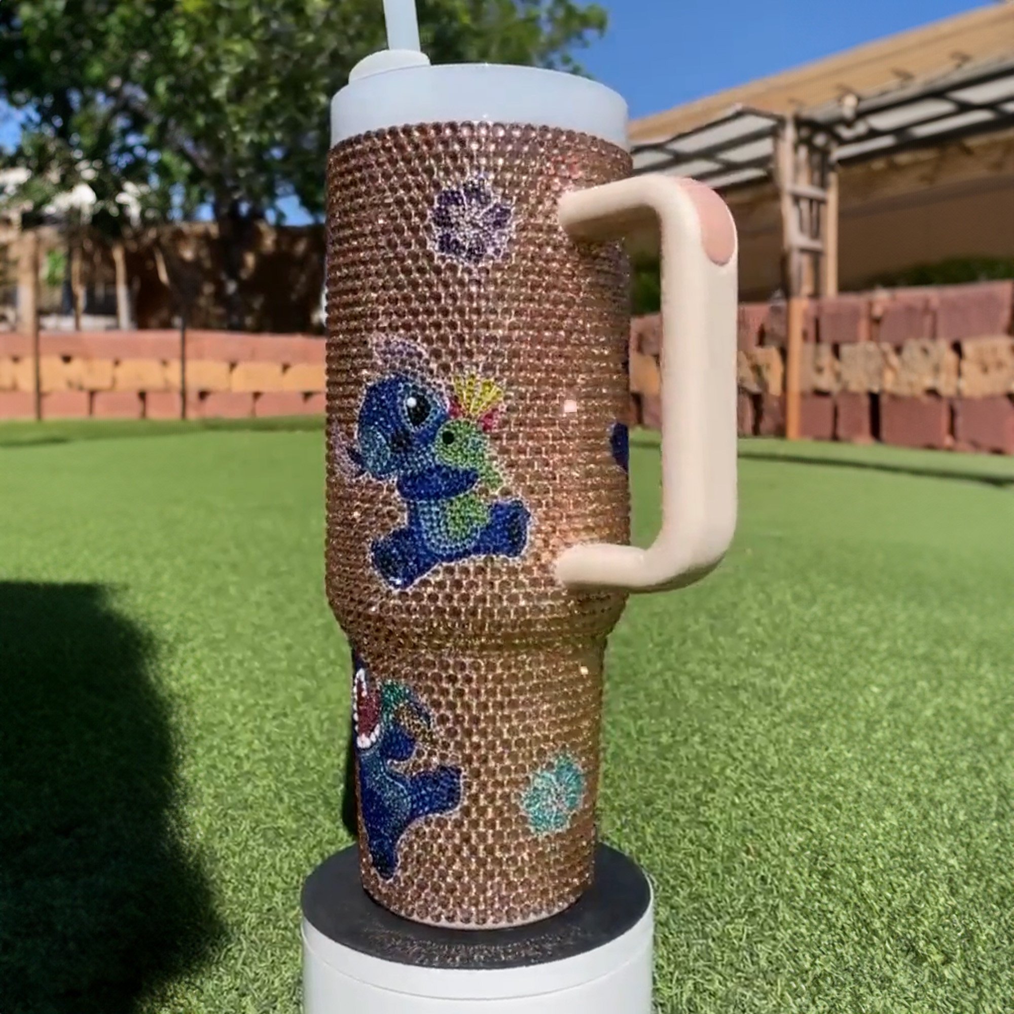 Rhinestone Bling Stitch Cartoon Custom Stanley Cup 40 oz 30 oz Tumbler With Handle