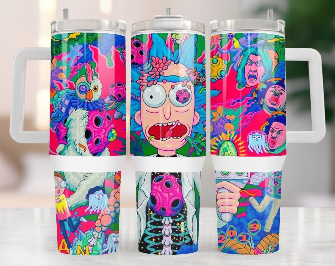 Rick And Morty Cartoon Custom Stanley Cup 40 oz 30 oz Tumbler With Handle