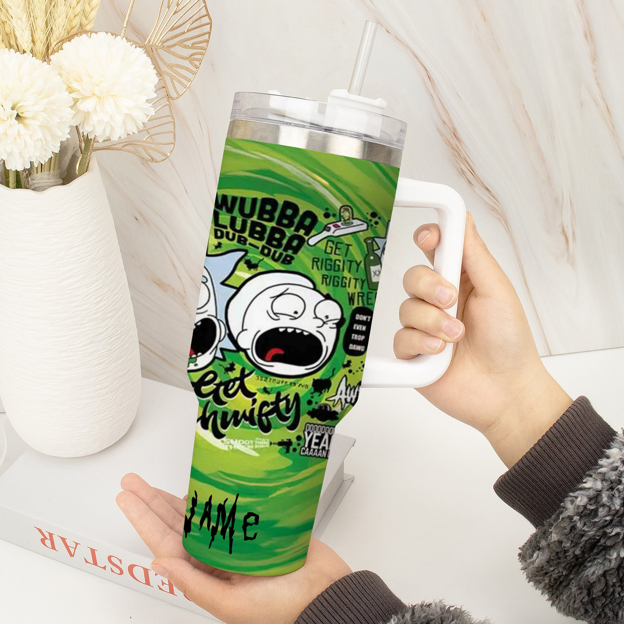 Rick and Morty Cartoon Custom Stanley Cup 40 oz 30 oz Tumbler With Handle