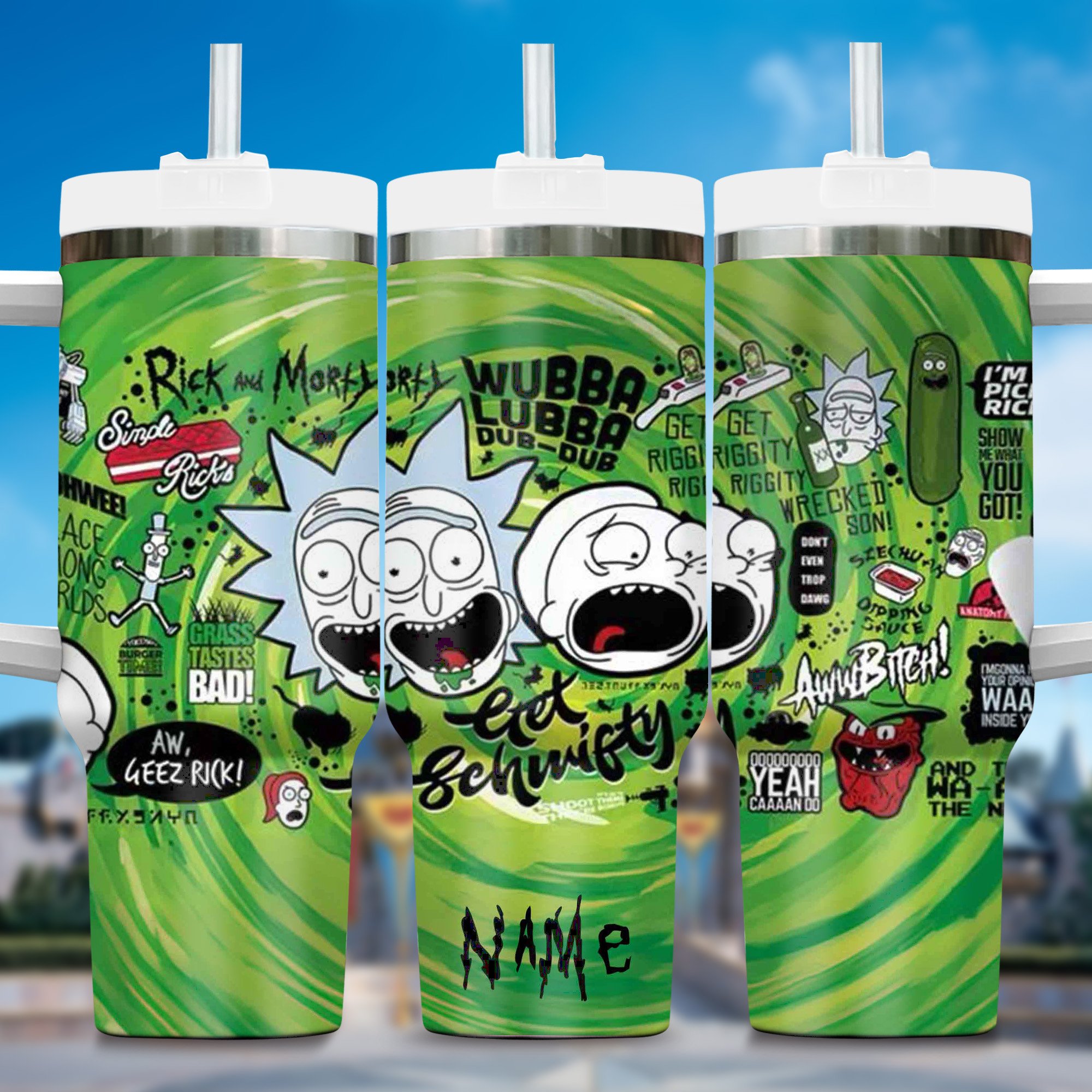 Rick and Morty Cartoon Custom Stanley Cup 40 oz 30 oz Tumbler With Handle