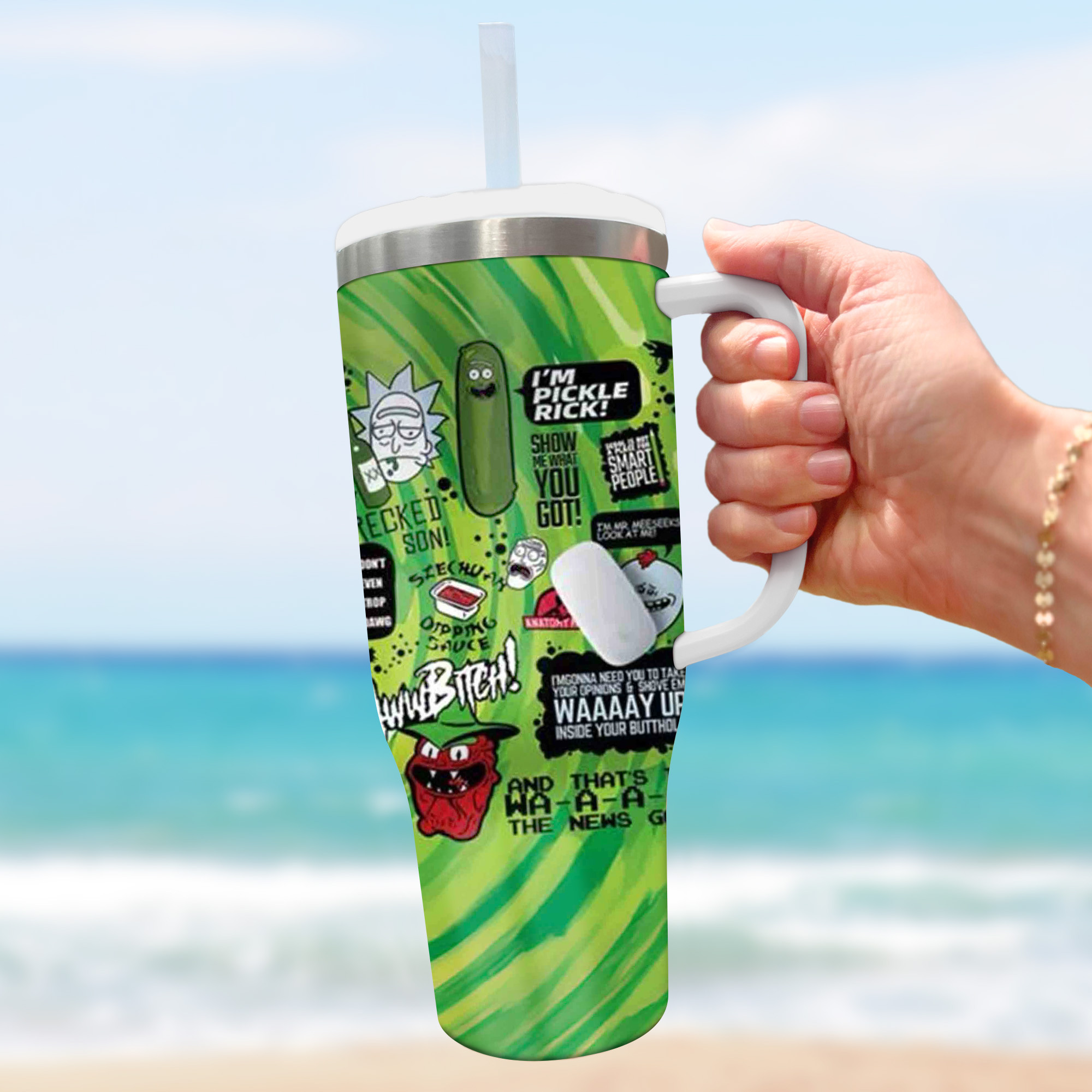 Rick and Morty Cartoon Custom Stanley Cup 40 oz 30 oz Tumbler With Handle