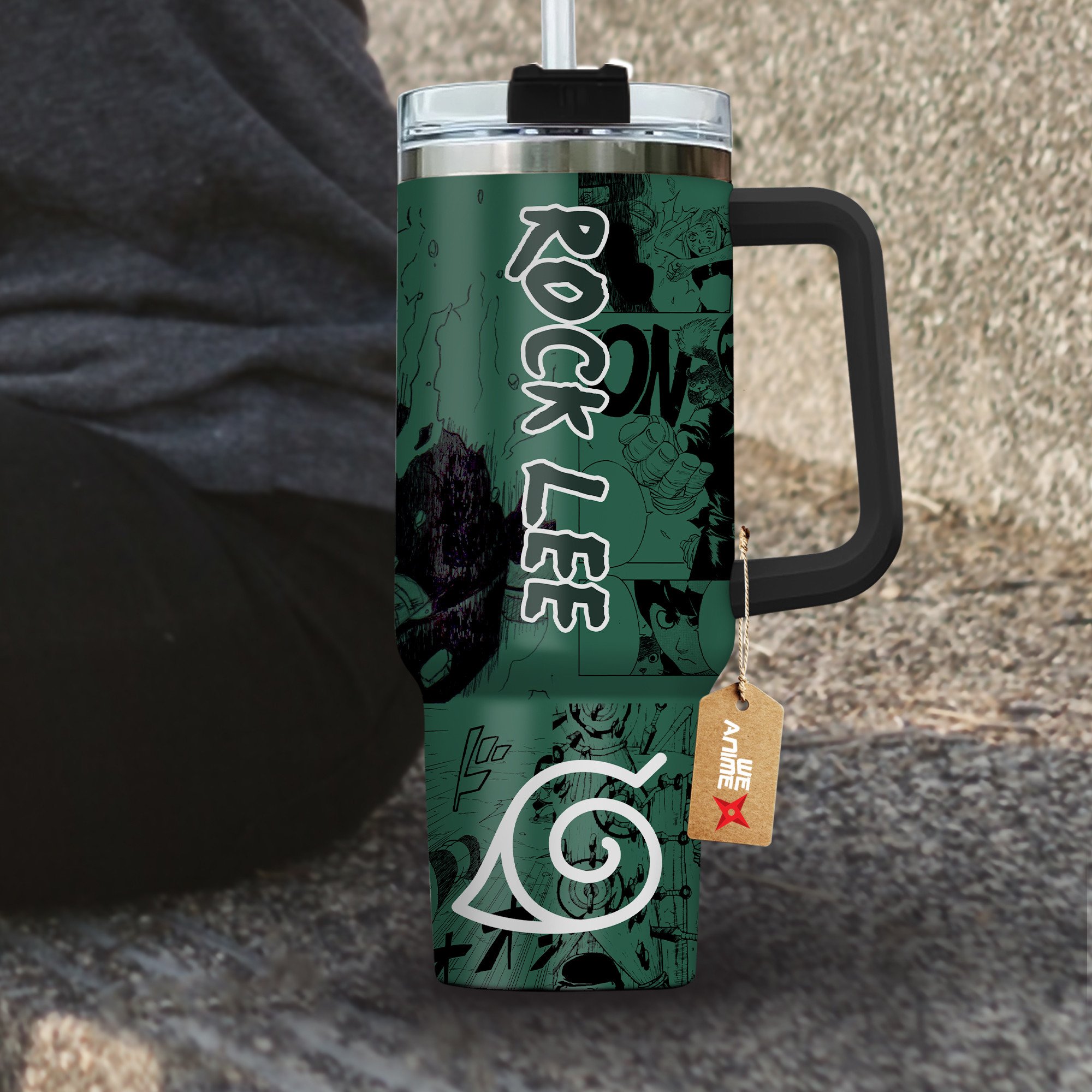 Rock Lee Naruto Anime Custom Stanley Cup 40 oz 30 oz Tumbler With Handle