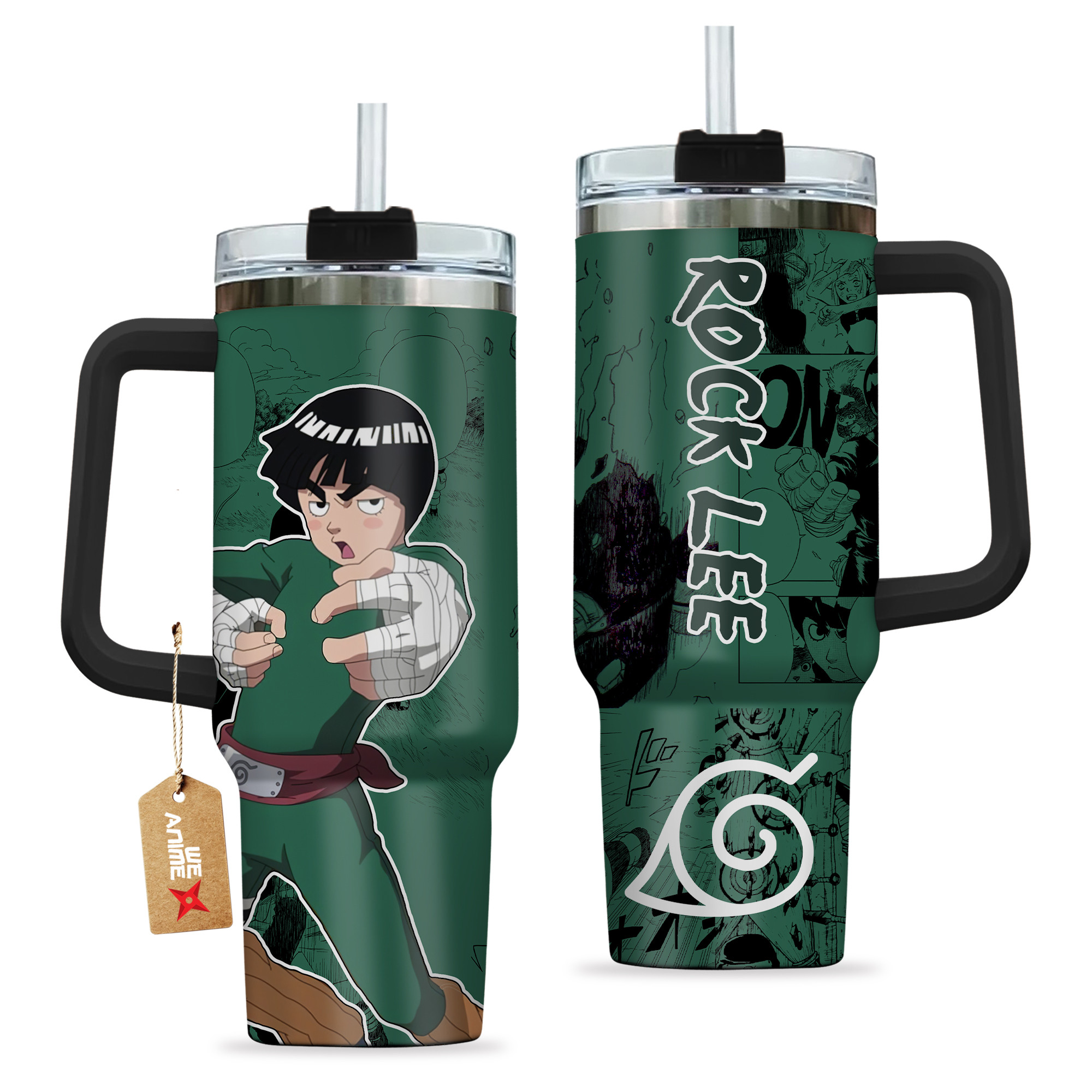 Rock Lee Naruto Anime Custom Stanley Cup 40 oz 30 oz Tumbler With Handle