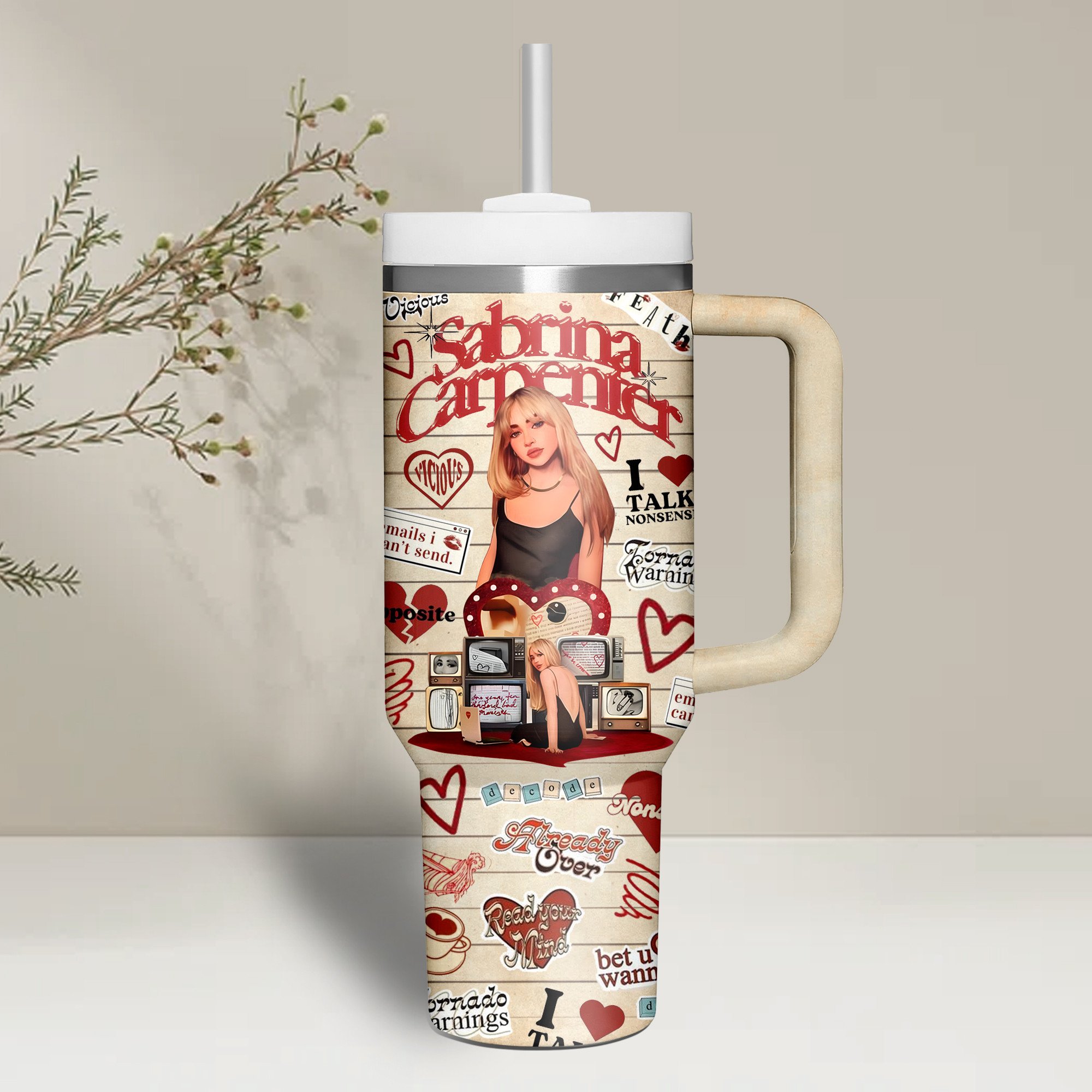 Sabrina Carpenter Music Custom Stanley Cup 40 oz 30 oz Tumbler With Handle