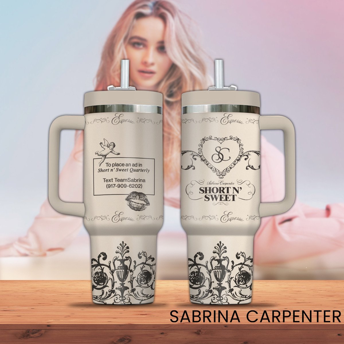 Sabrina Carpenter Music Custom Stanley Cup 40 oz 30 oz Tumbler With Handle