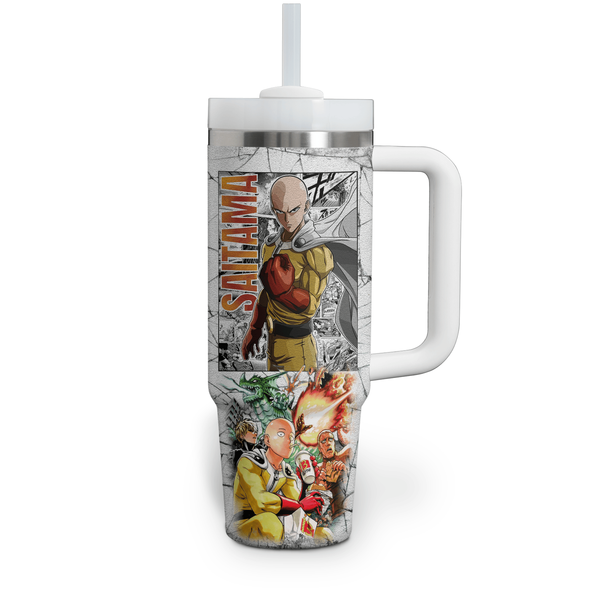 Saitama One-Punch Man Anime Custom Stanley Cup 40 oz 30 oz Tumbler With Handle