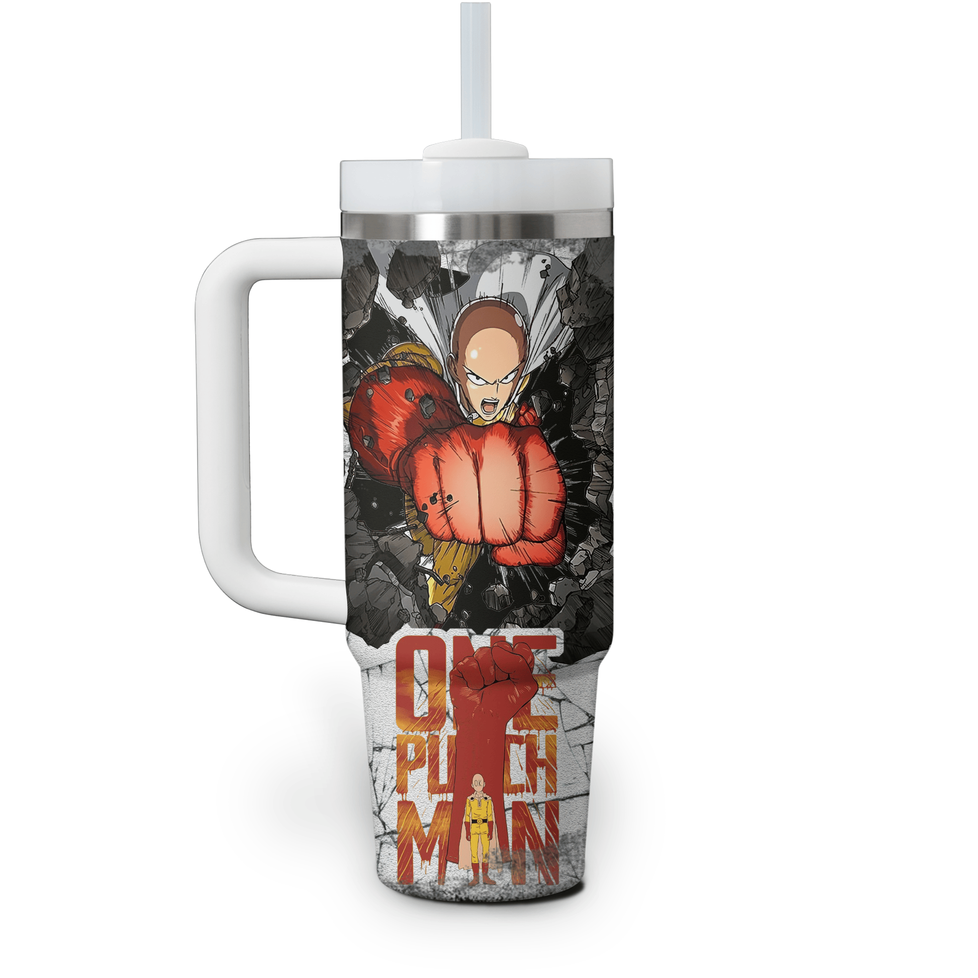 Saitama One-Punch Man Anime Custom Stanley Cup 40 oz 30 oz Tumbler With Handle