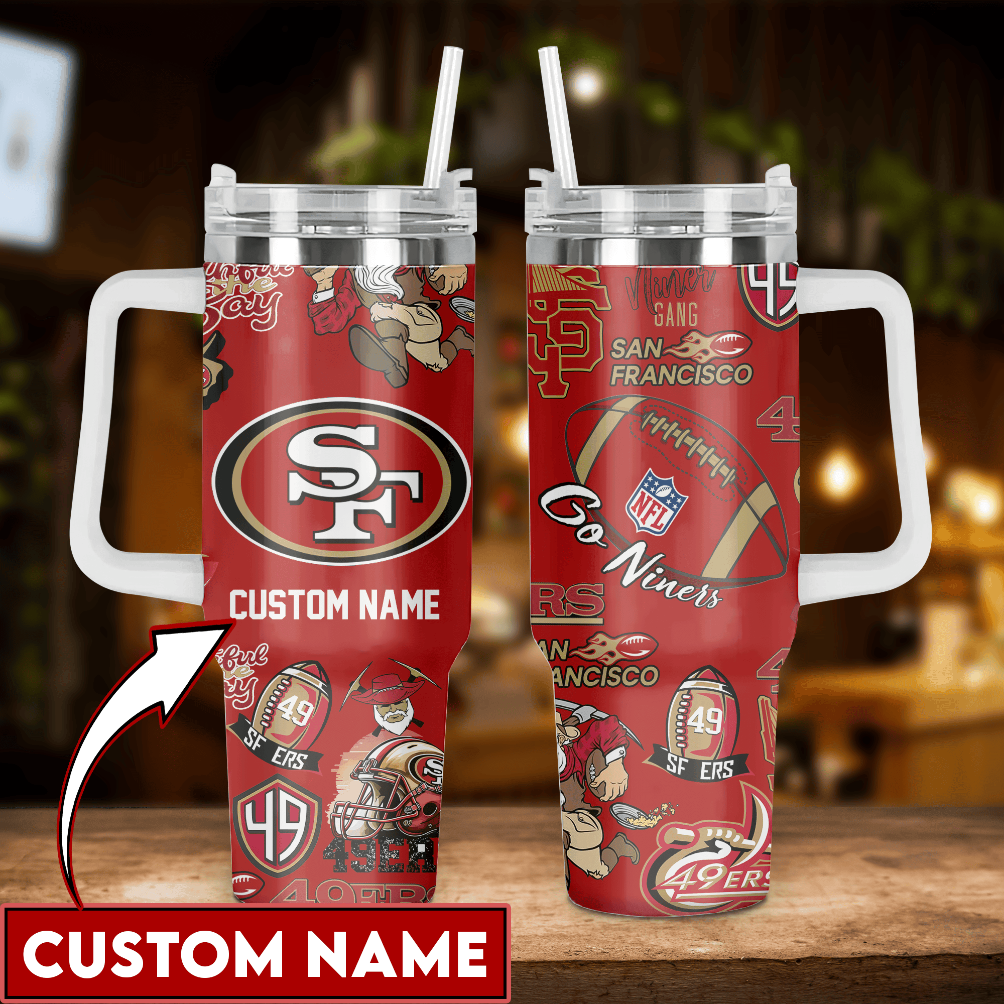 San Francisco 49ers NFL Custom Stanley Cup 40 oz 30 oz Tumbler With Handle
