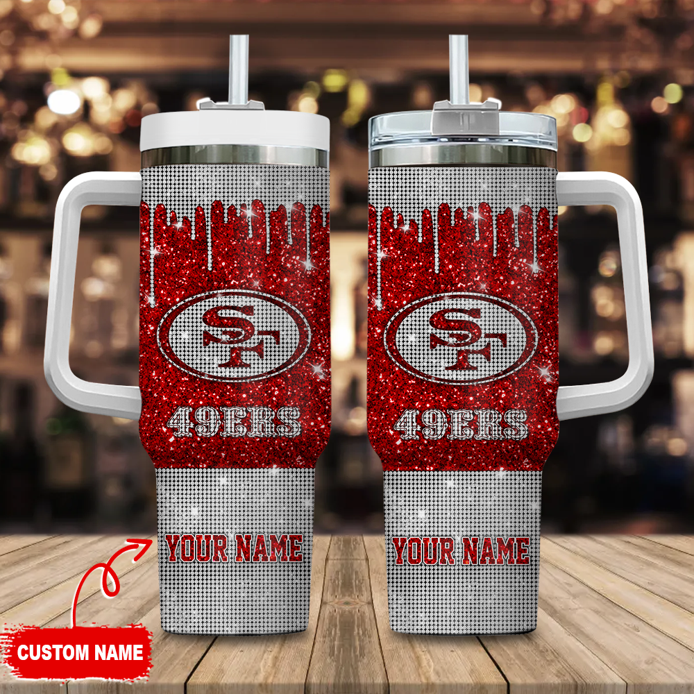 San Francisco 49ers NFL Glitter Custom Stanley Cup 40 oz 30 oz Tumbler With Handle