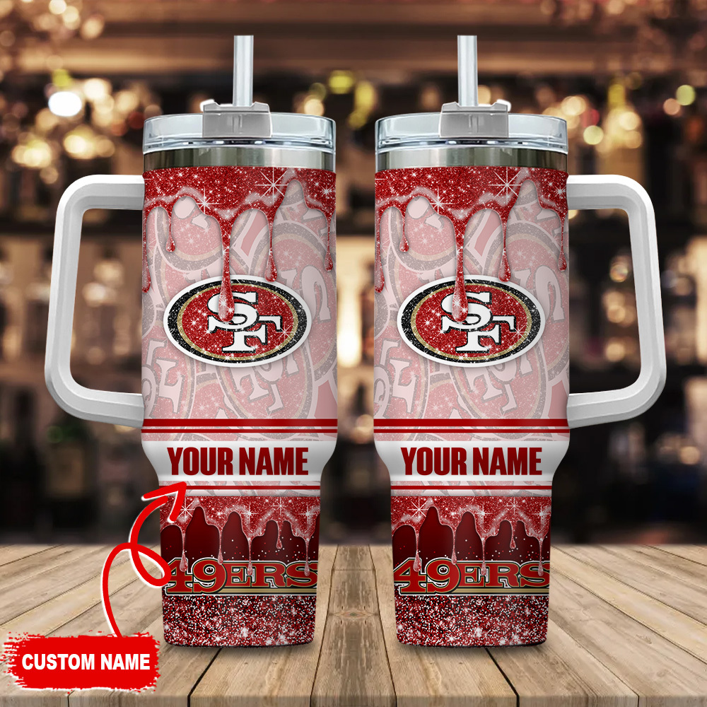 San Francisco 49ers NFL Glitter Custom Stanley Cup 40 oz 30 oz Tumbler With Handle