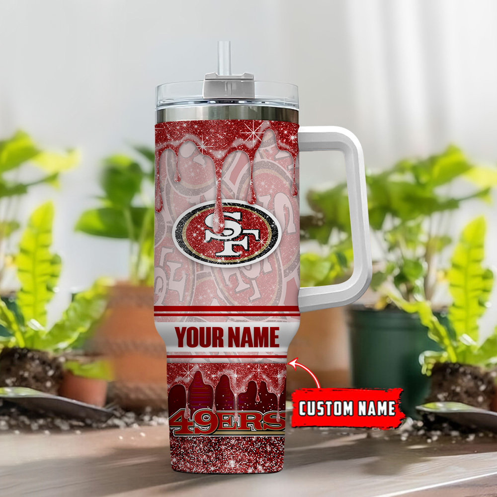 San Francisco 49ers NFL Glitter Custom Stanley Cup 40 oz 30 oz Tumbler With Handle