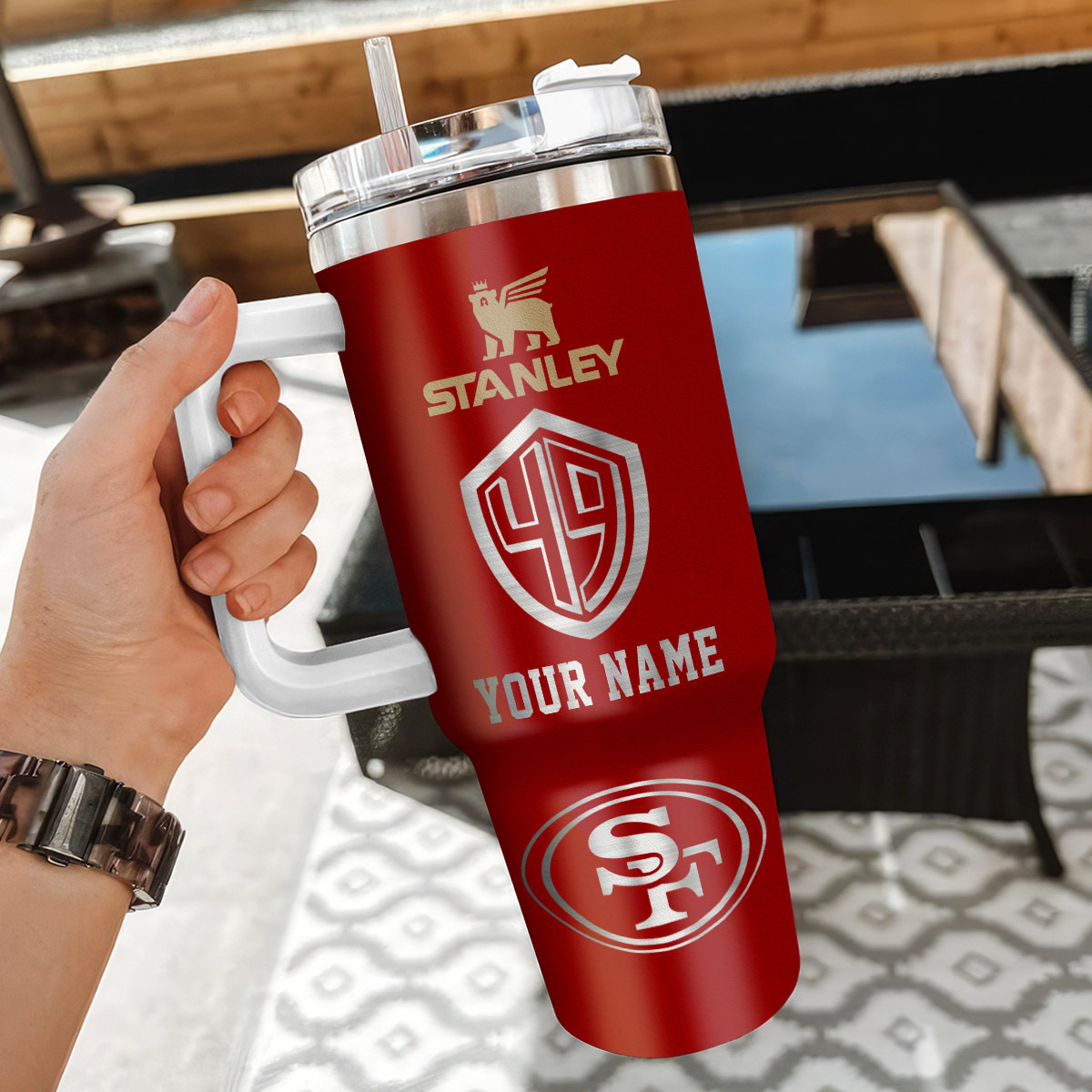San Francisco 49ers NFL Silver Logo Custom Stanley Cup 40 oz 30 oz Tumbler With Handle