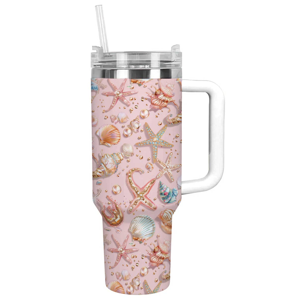 Seashell Custom Stanley Cup 40 oz 30 oz Tumbler With Handle