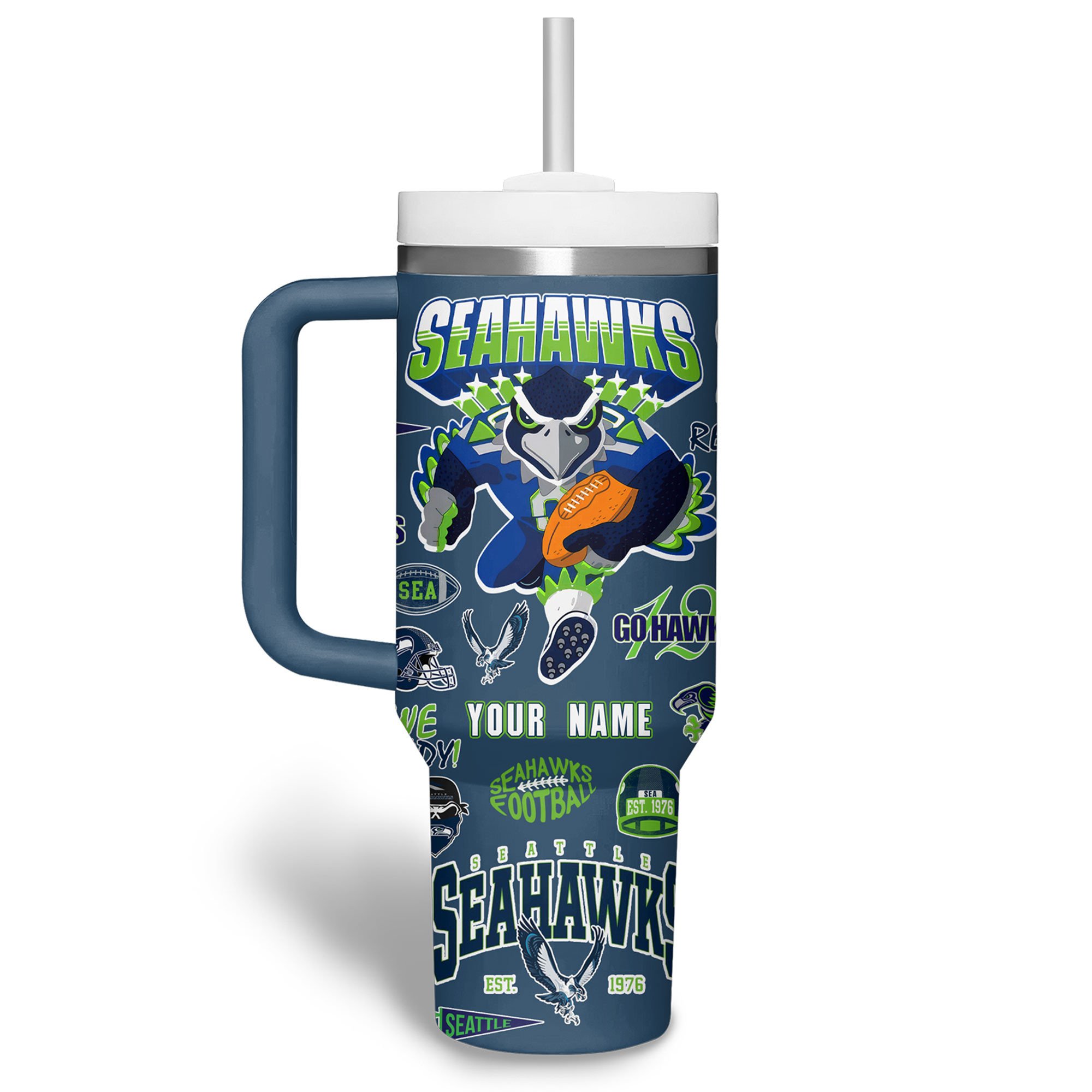 Seattle Seahawks NFL Custom Stanley Cup 40 oz 30 oz Tumbler With Handle