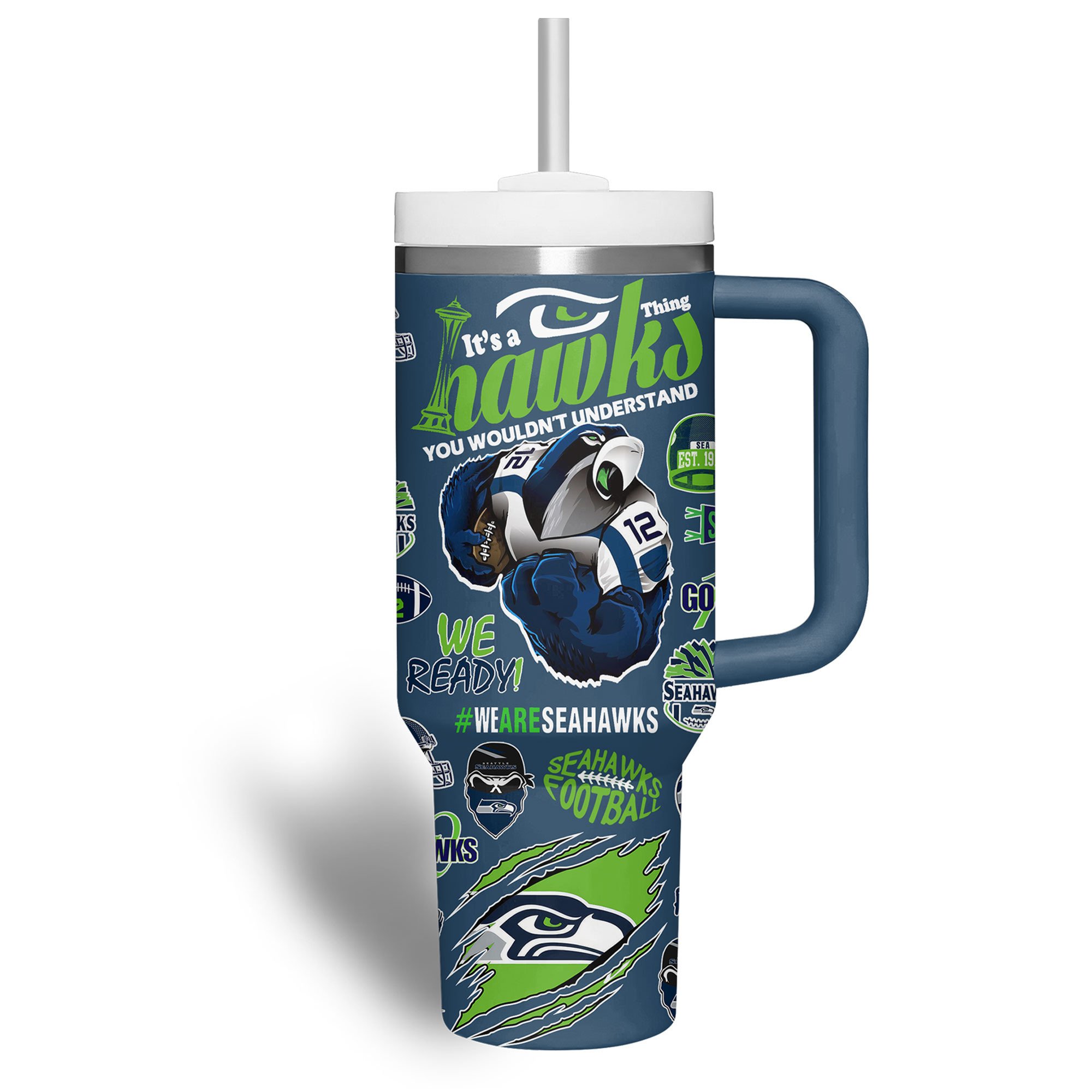 Seattle Seahawks NFL Custom Stanley Cup 40 oz 30 oz Tumbler With Handle