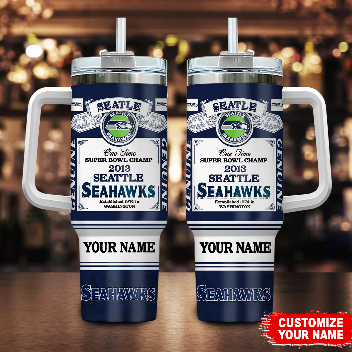 Seattle Seahawks NFL Super Bowl Champs Pride Custom Stanley Cup 40 oz 30 oz Tumbler With Handle