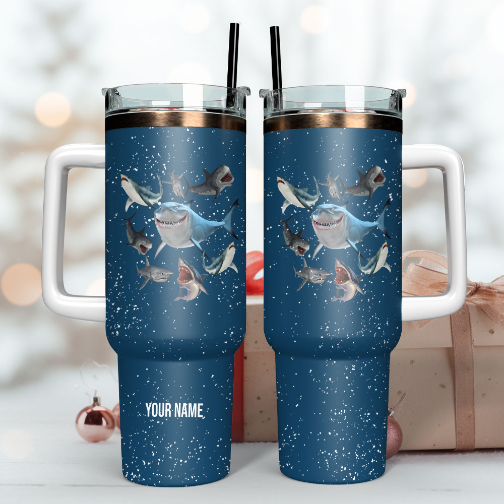 Shark Artwork Custom Stanley Cup 40 oz 30 oz Tumbler With Handle