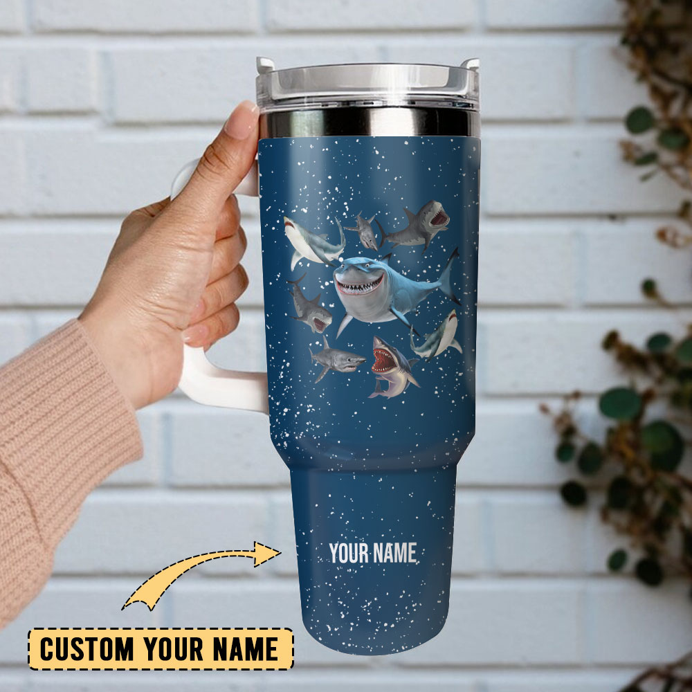 Shark Artwork Custom Stanley Cup 40 oz 30 oz Tumbler With Handle