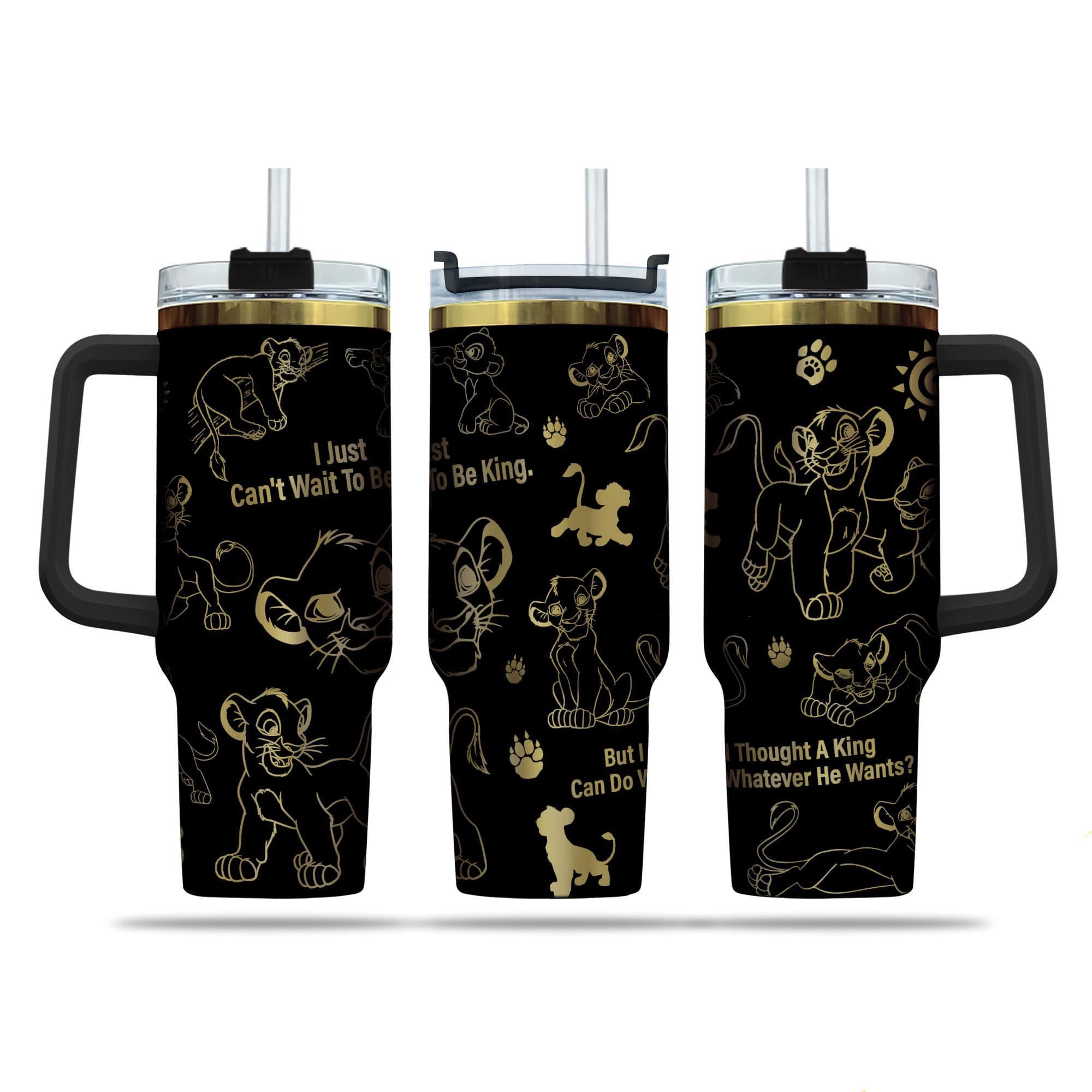Simba Cartoon Custom Stanley Cup 40 oz 30 oz Tumbler With Handle