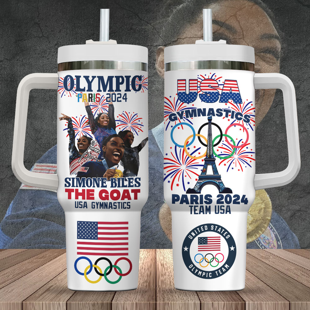 Simone Biles Olympic Paris 2024 Custom Stanley Cup 40 oz 30 oz Tumbler With Handle