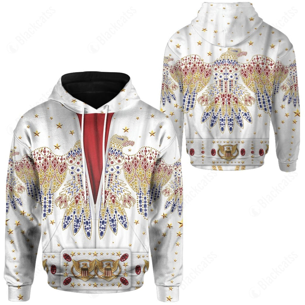 Singer Elvis Presley American Eagle Jumpsuit Costume Hoodie Sweatshirt T-Shirt Sweatpants Tracksuit - Stormmerch Exclusive