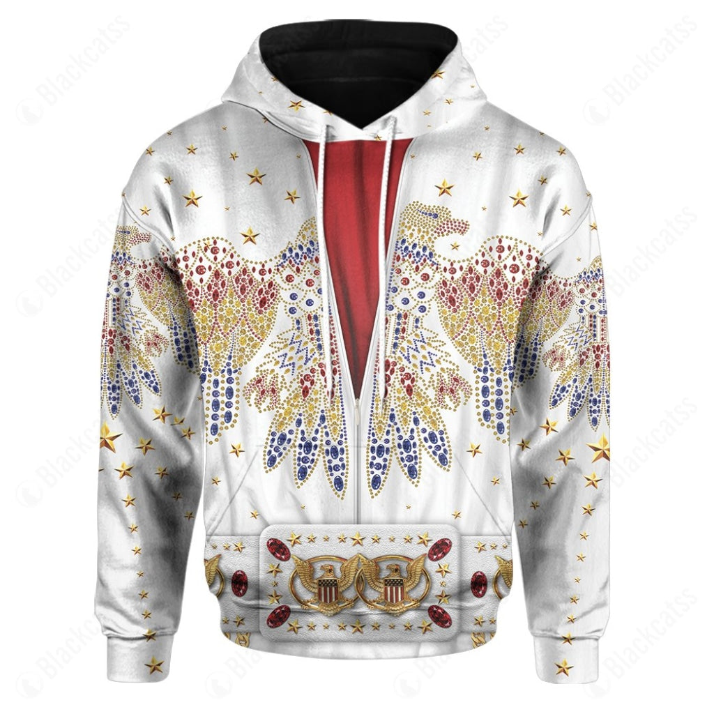 Singer Elvis Presley American Eagle Jumpsuit Costume Hoodie Sweatshirt T-Shirt Sweatpants Tracksuit - Stormmerch Exclusive