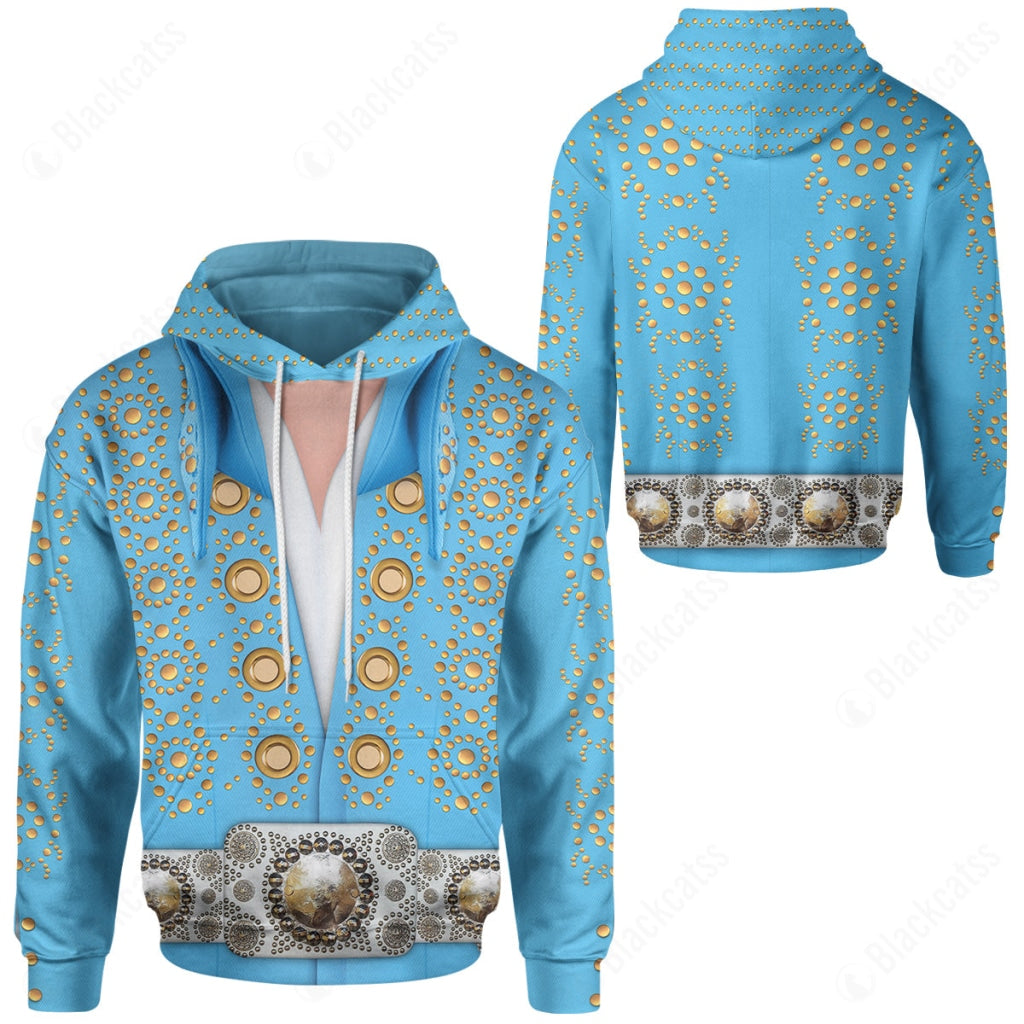Singer Elvis Presley Blue Pinwheel Jumpsuit Costume Hoodie Sweatshirt T-Shirt Sweatpants Tracksuit - Stormmerch Exclusive