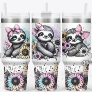 Sloth Flower Custom Stanley Cup 40 oz 30 oz Tumbler With Handle