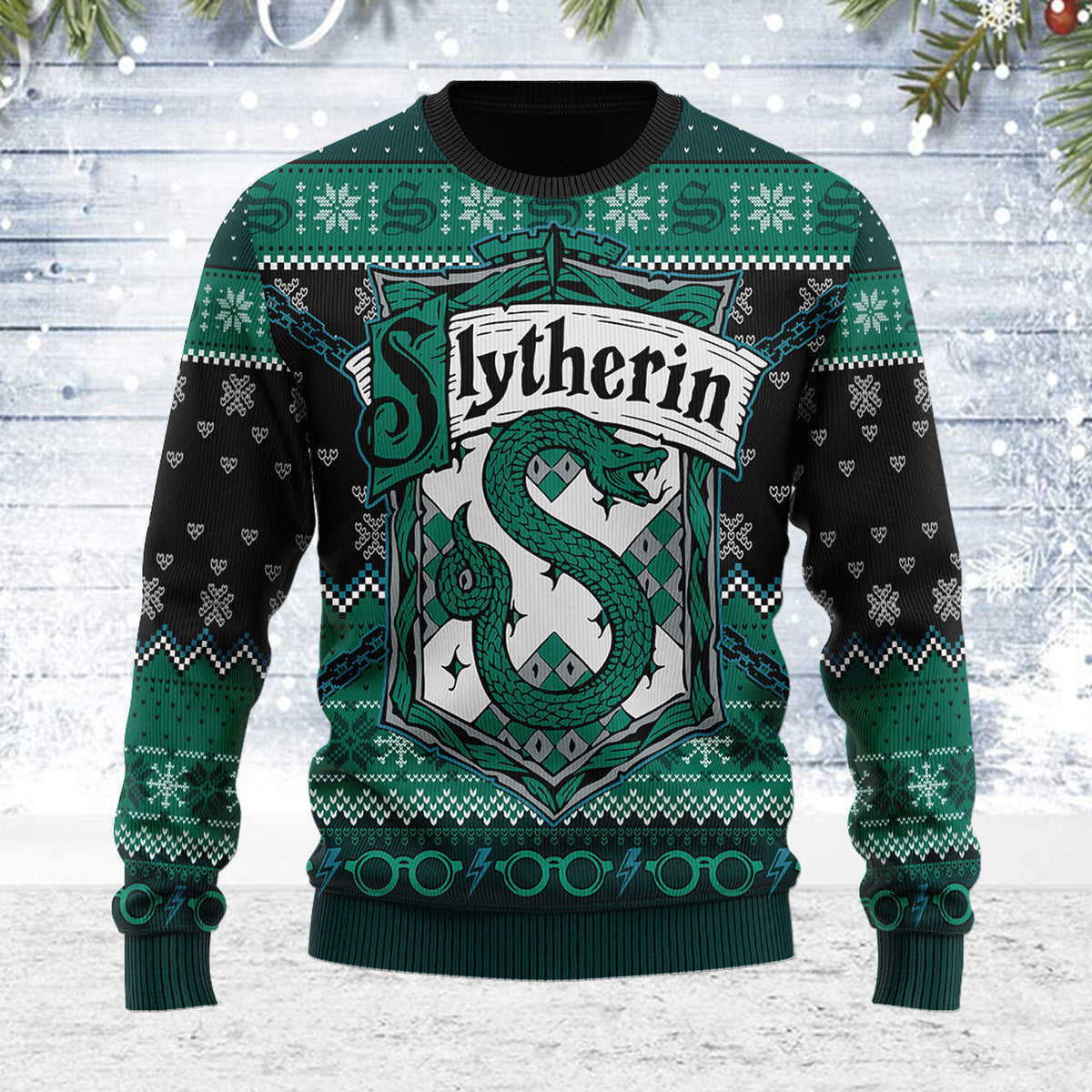 Slytherin Through The Snow Christmas Sweater - Stormmerch Exclusive