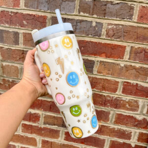 Smiley Custom Stanley Cup 40 oz 30 oz Tumbler With Handle