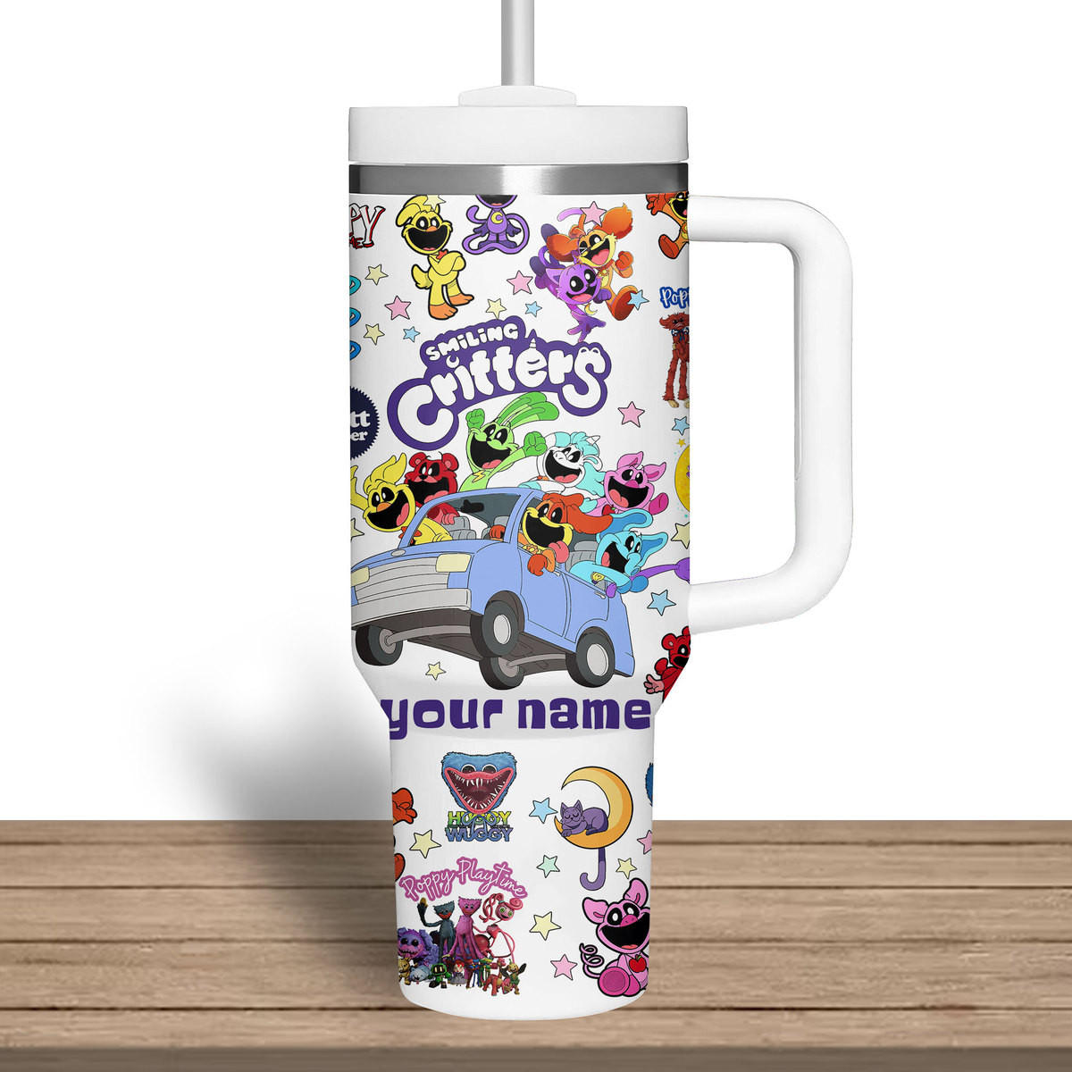Smiling Critters Cartoon Custom Stanley Cup 40 oz 30 oz Tumbler With Handle